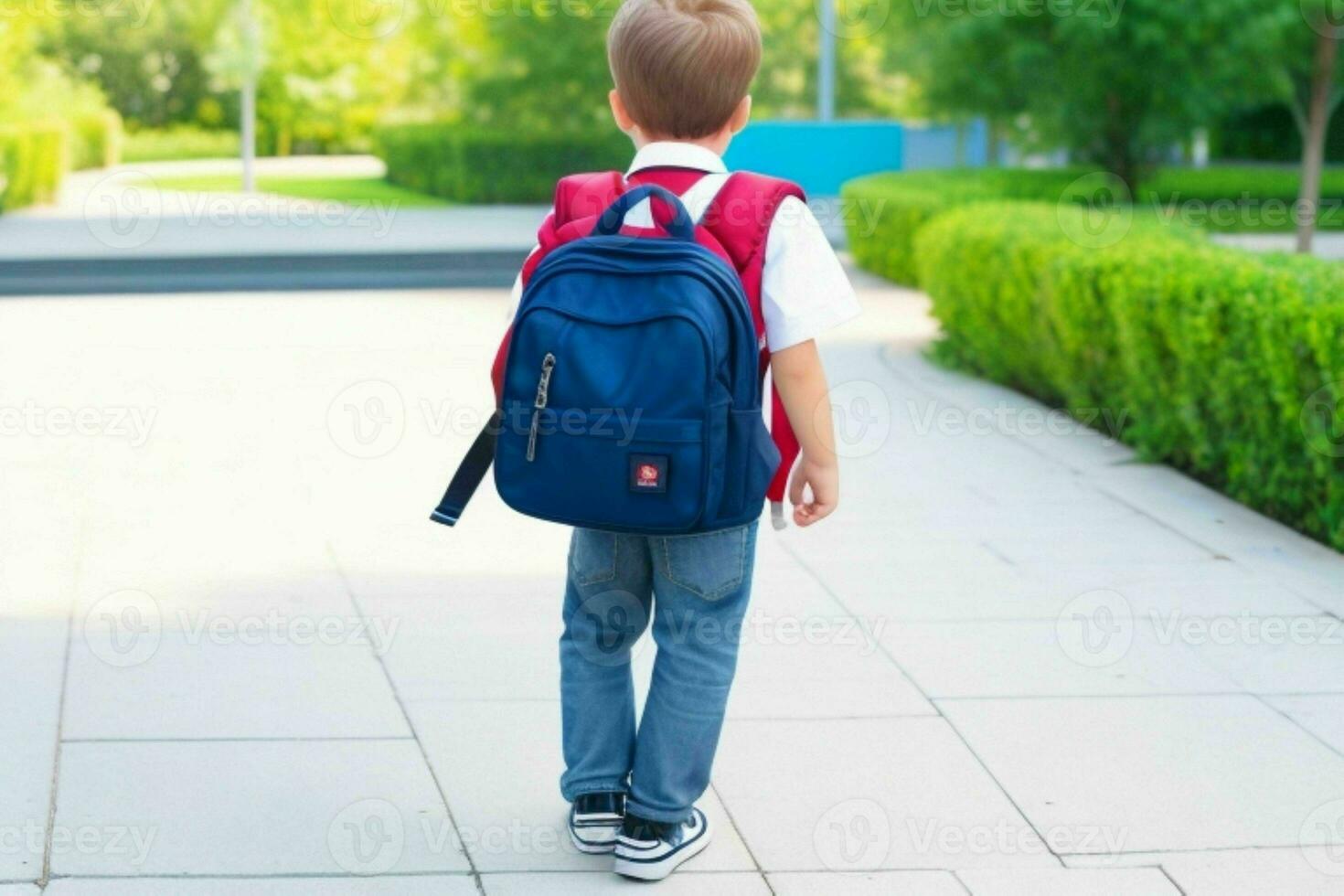 indietro Visualizza di un' scolaro con un' zaino in piedi nel il aula. professionista foto