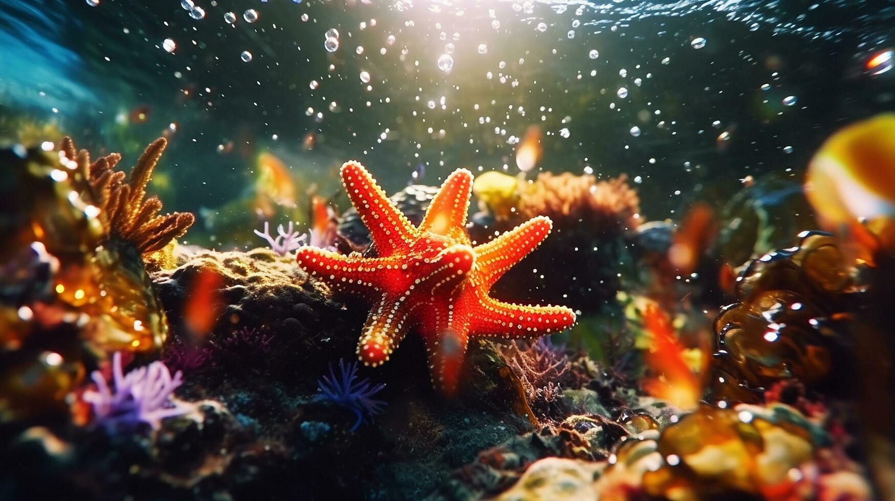 un estremamente vicino su tiro di un' famiglia di altro mondano polpo ai generato Immagine foto