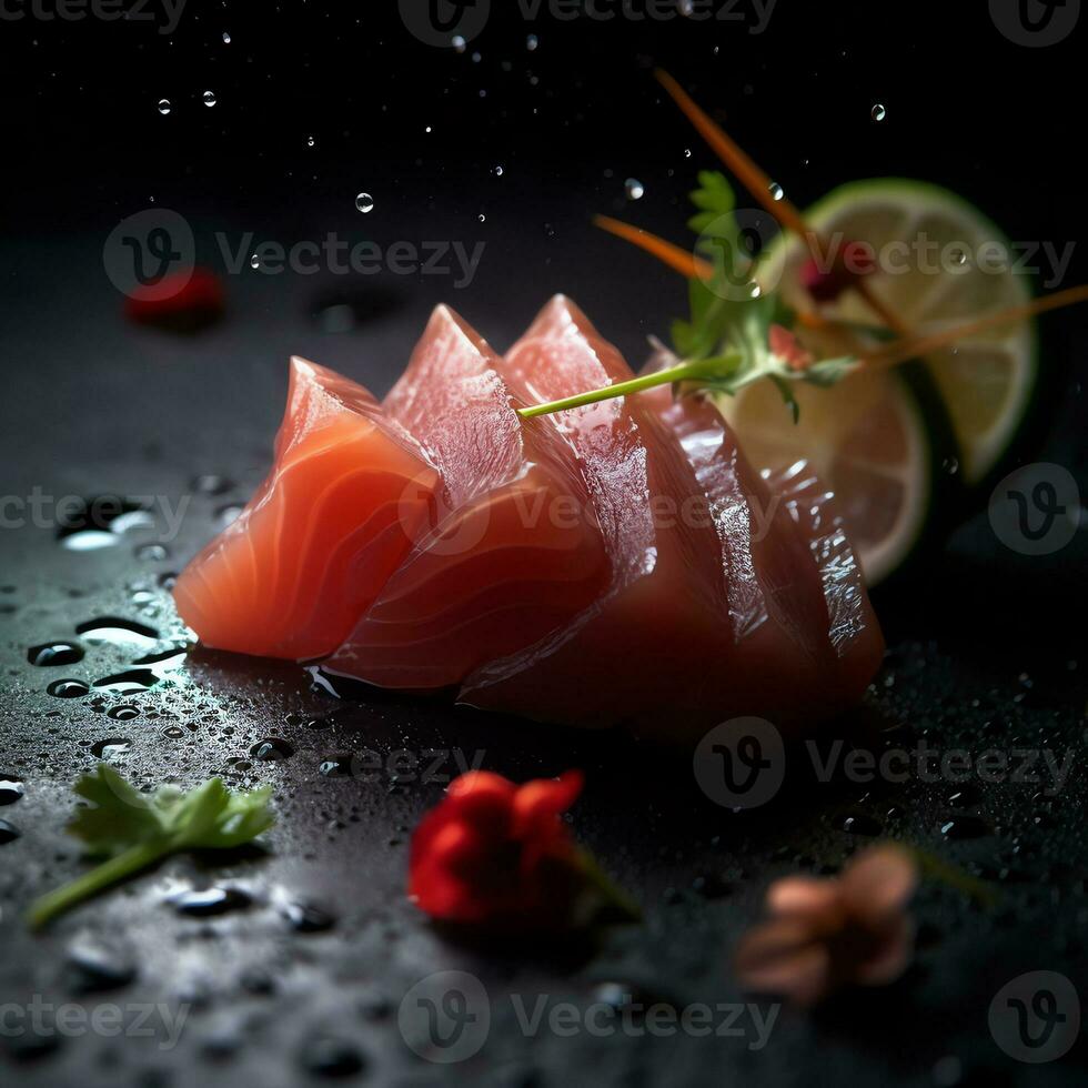 un' sashimi con sfocatura sfondo ai generativo foto