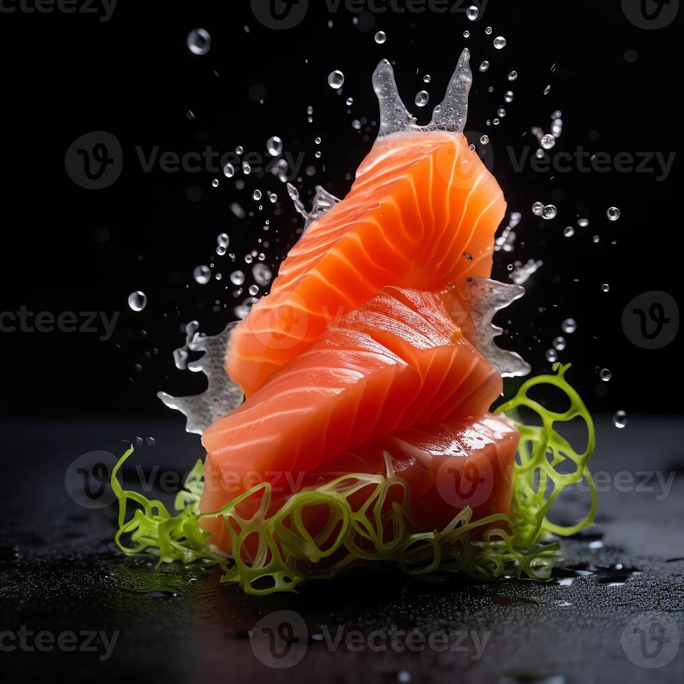 un' sashimi con sfocatura sfondo ai generativo foto