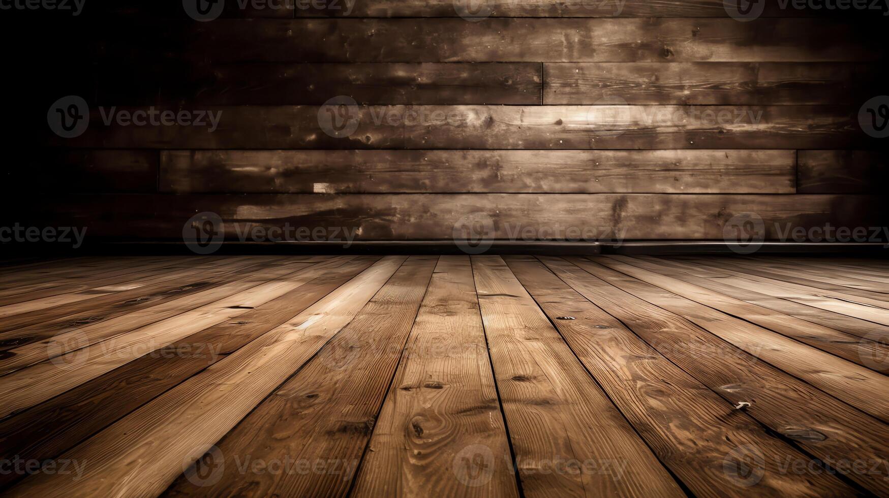 ai generativo di legno pavimento con un' di legno sfondo foto