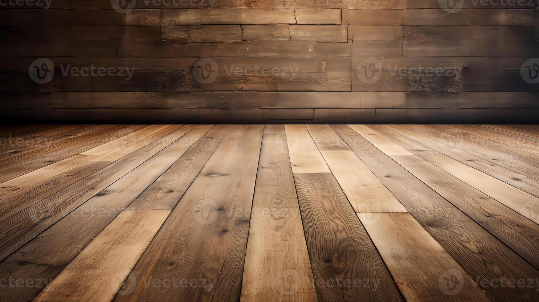 ai generativo di legno pavimento con un' di legno sfondo foto