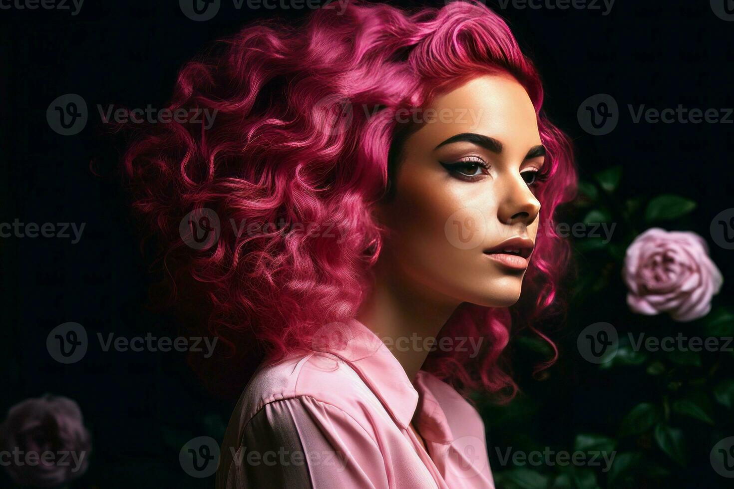 donna rosa capelli. creare ai foto