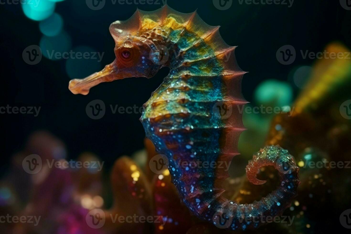 cavalluccio marino luminosa colorato. creare ai foto