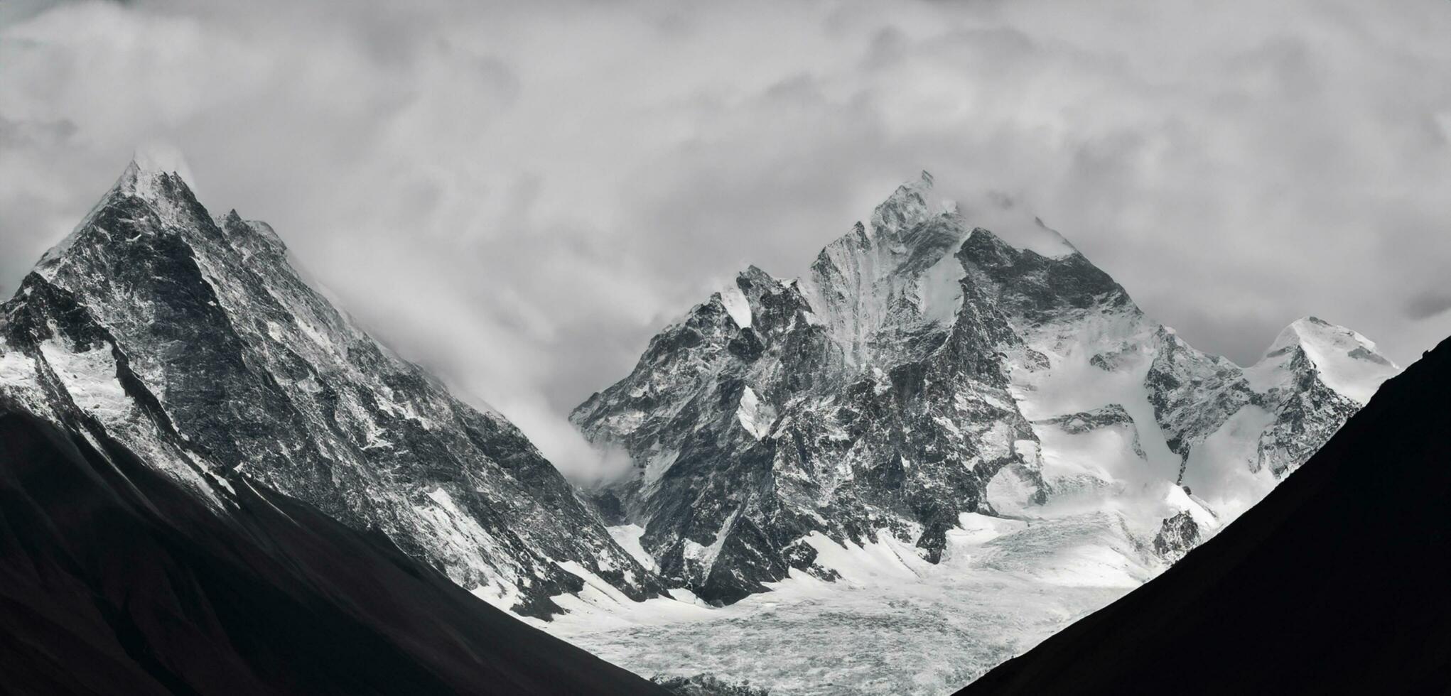 neve capped montagna montagna scenario himalayano picco montare everest sfondo nuvole e cielo 3d illustrazione foto