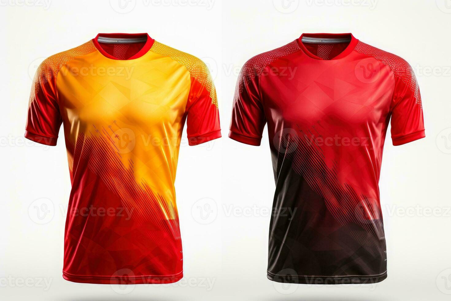 gli sport calcio squadra uniformi multicolori camicia isolato su bianca sfondo, generativo ai illustrazione foto