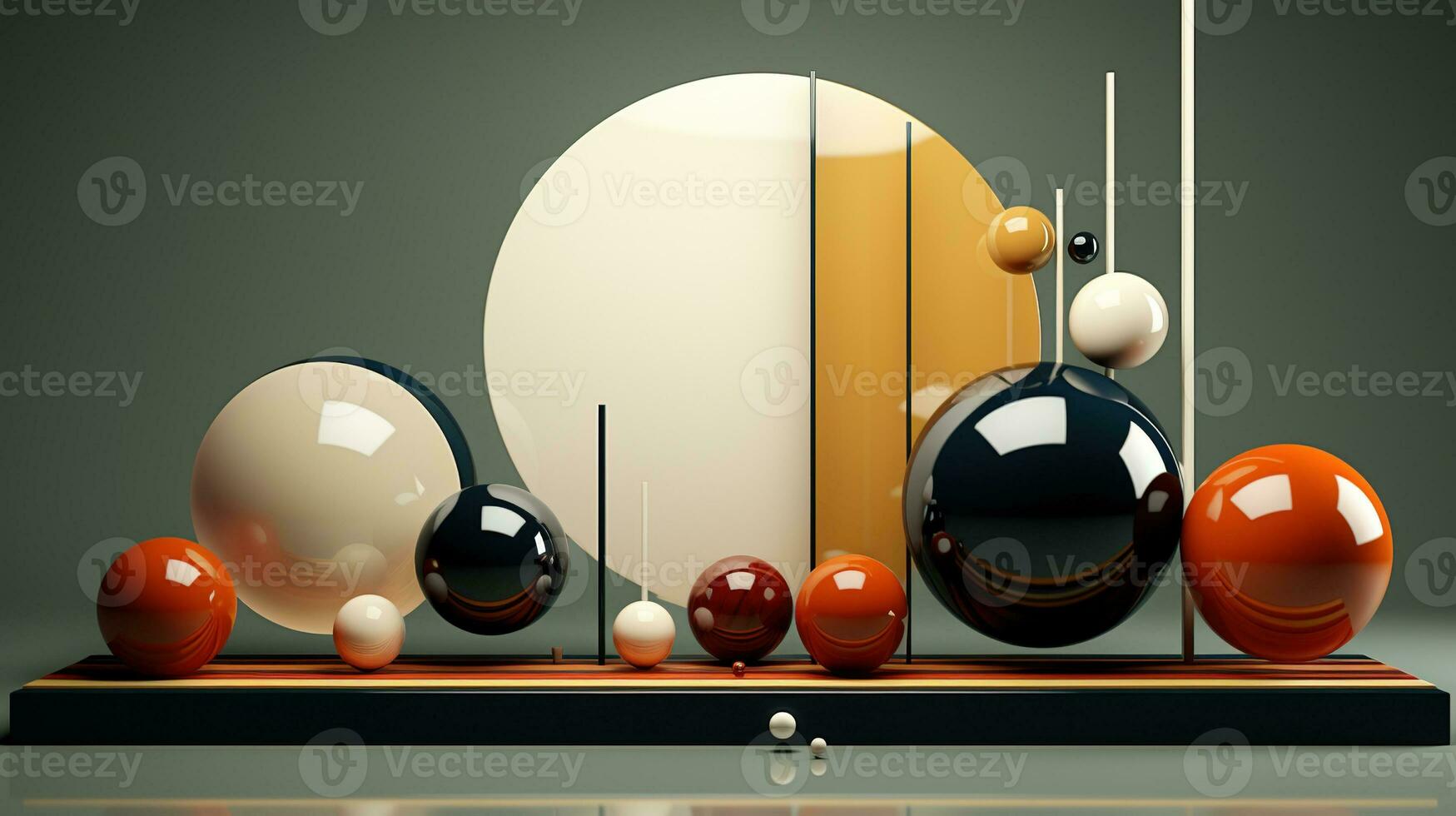 generativo ai, 3d effetto astratto geometrico figure grafici, sfere e cubi foto