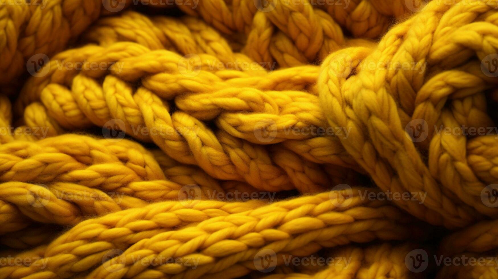 generativo ai, a maglia giallo maglione struttura avvicinamento, giallo o leggero arancia astratto sfondo, color senape fondale foto