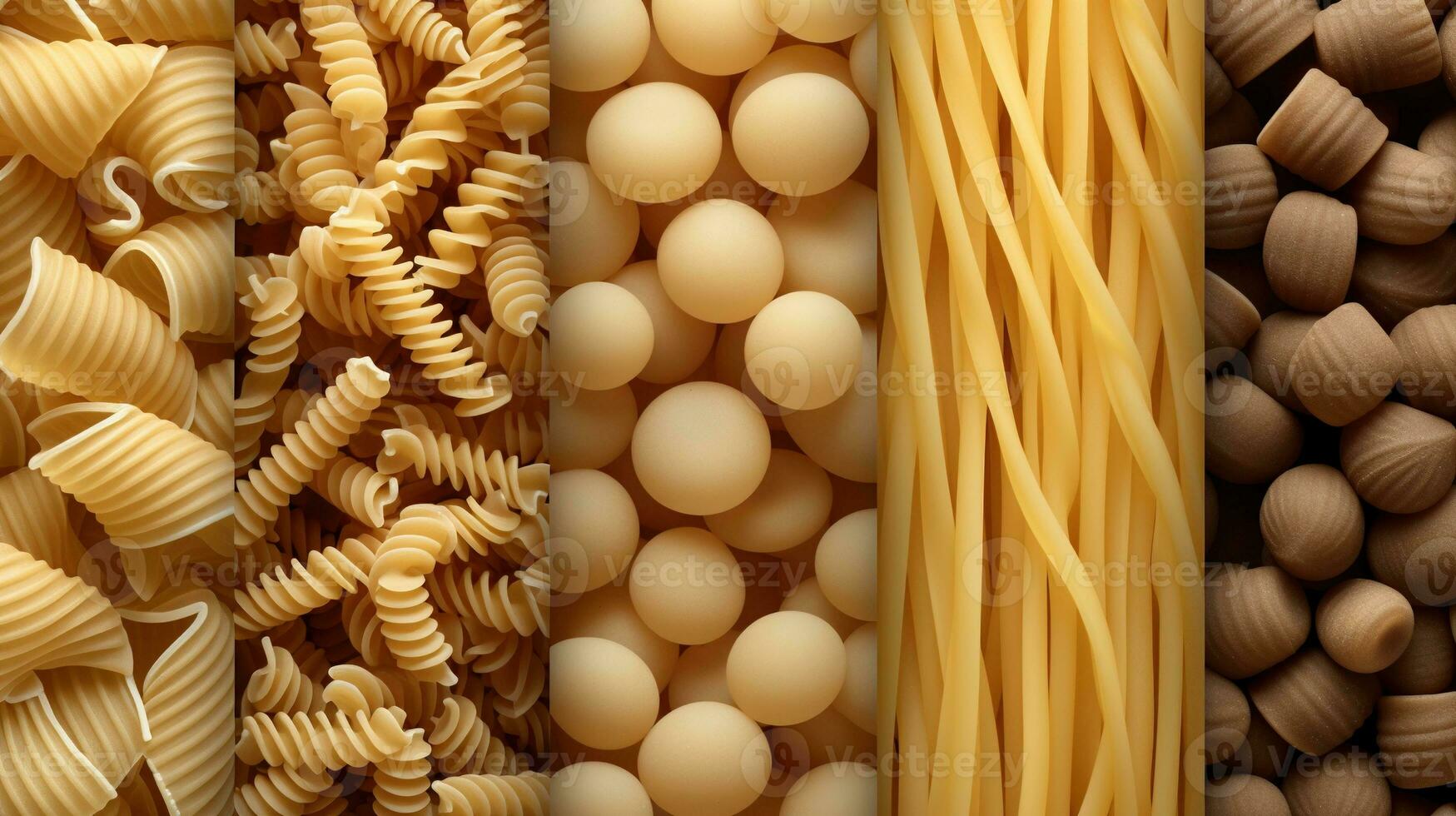 generativo ai, varietà di tipi, colori e forme di italiano pasta, struttura sfondo foto