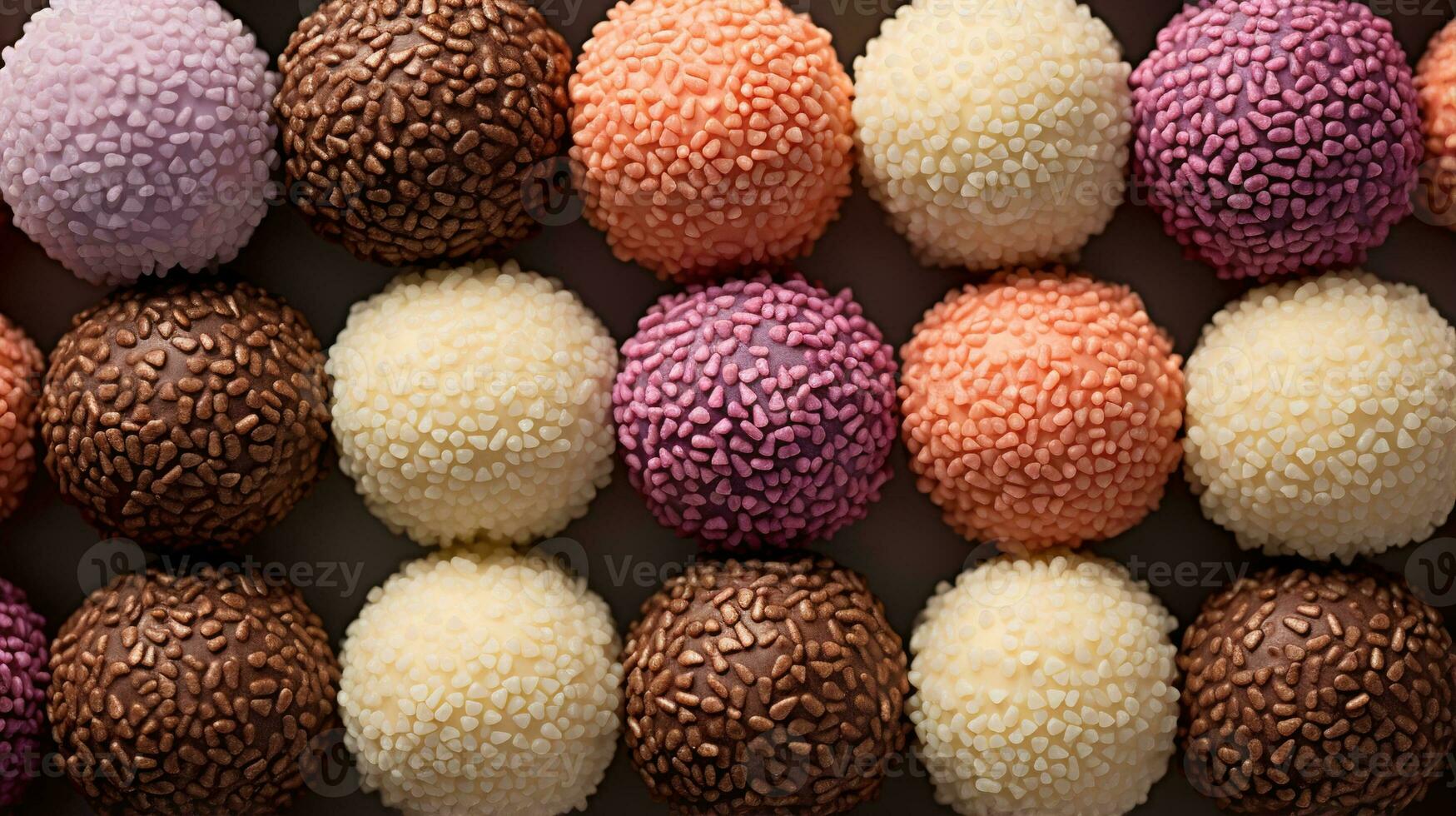 generativo ai, cioccolato caramella palle, vicino su tradizionale brasiliano Brigadeiro foto