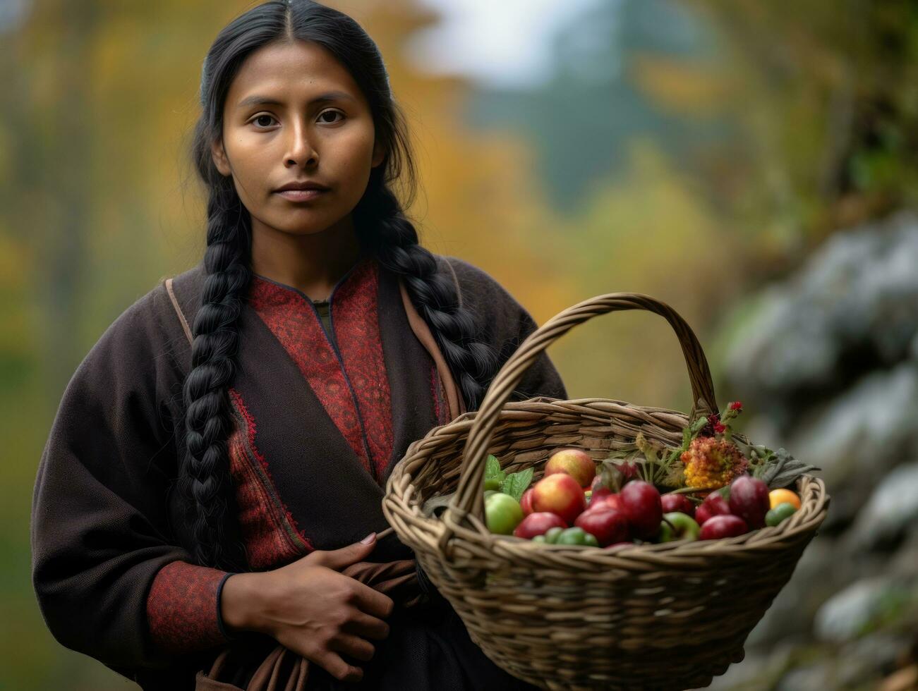 foto di emotivo dinamico posa messicano donna nel autunno ai generativo