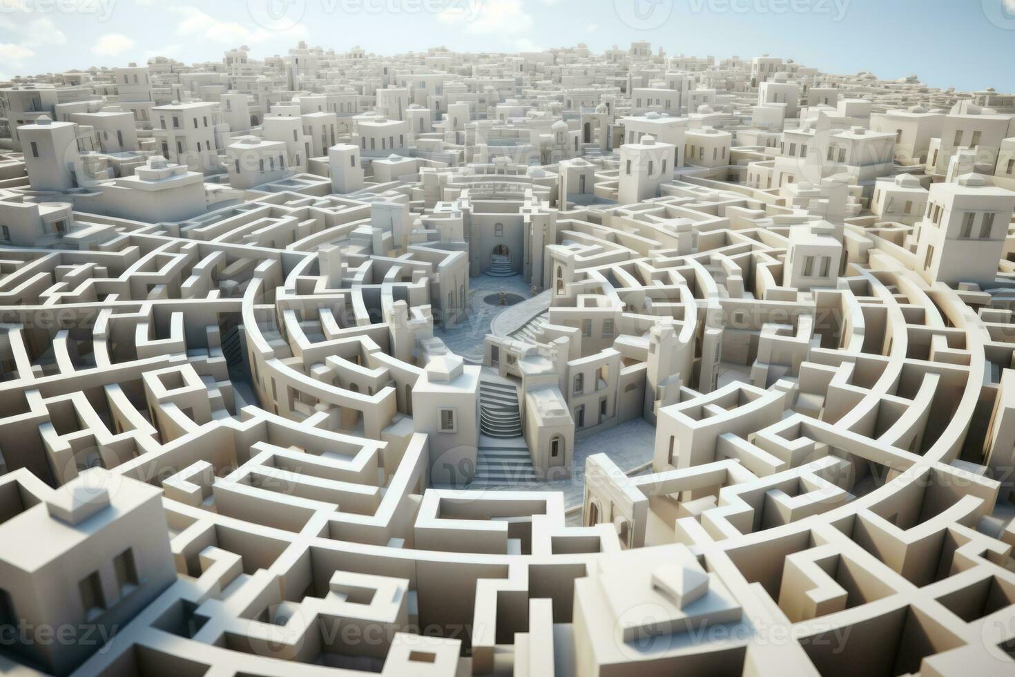 città come labirinto con strade e alto crescente edifici. generativo ai foto