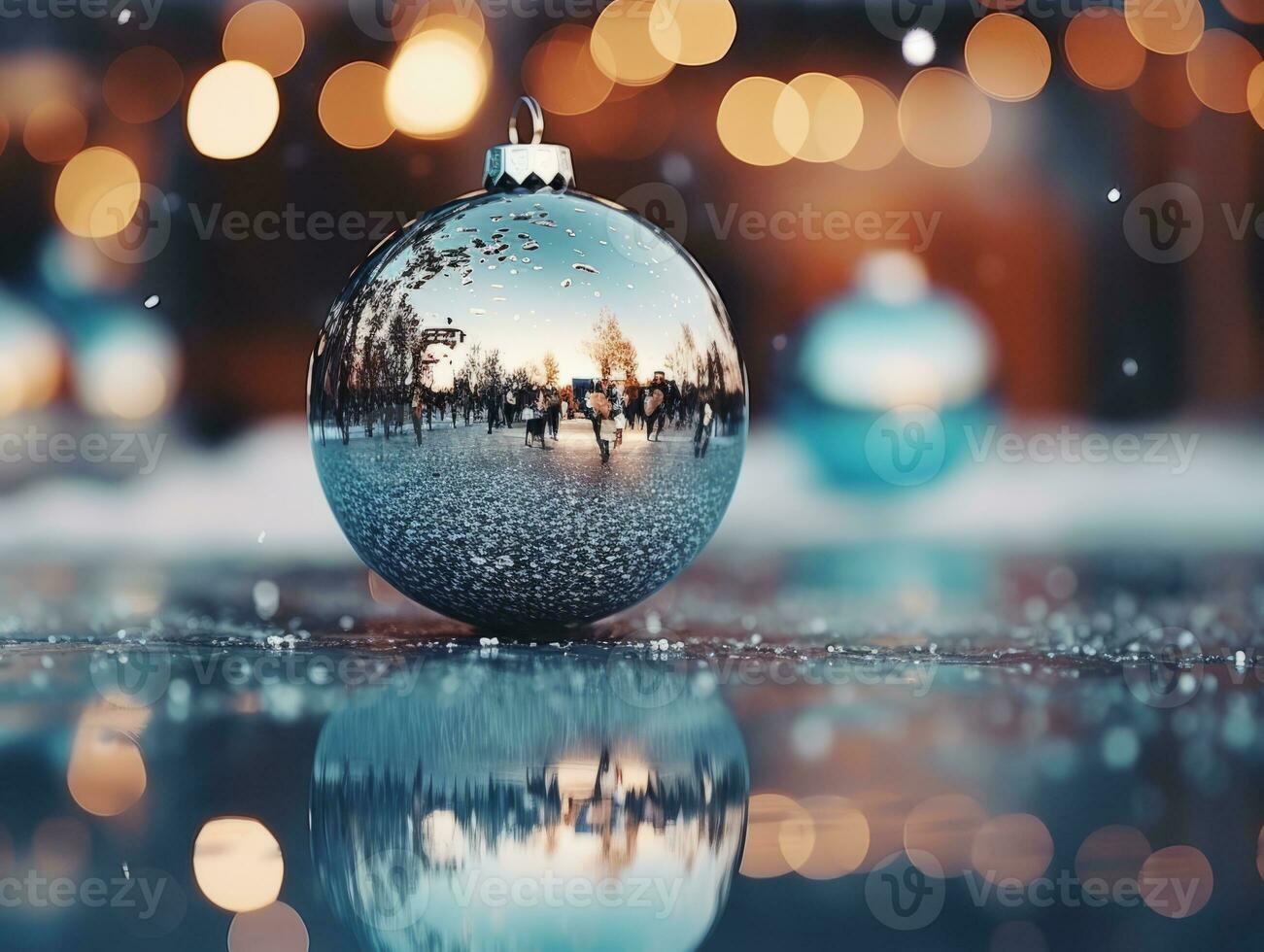 Natale composizione con copia spazio e bokeh sfondo ai generativo foto