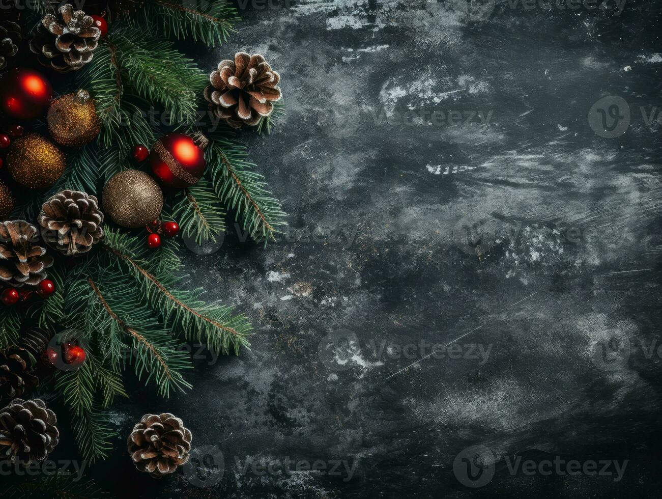 Natale composizione con copia spazio e bokeh sfondo ai generativo foto