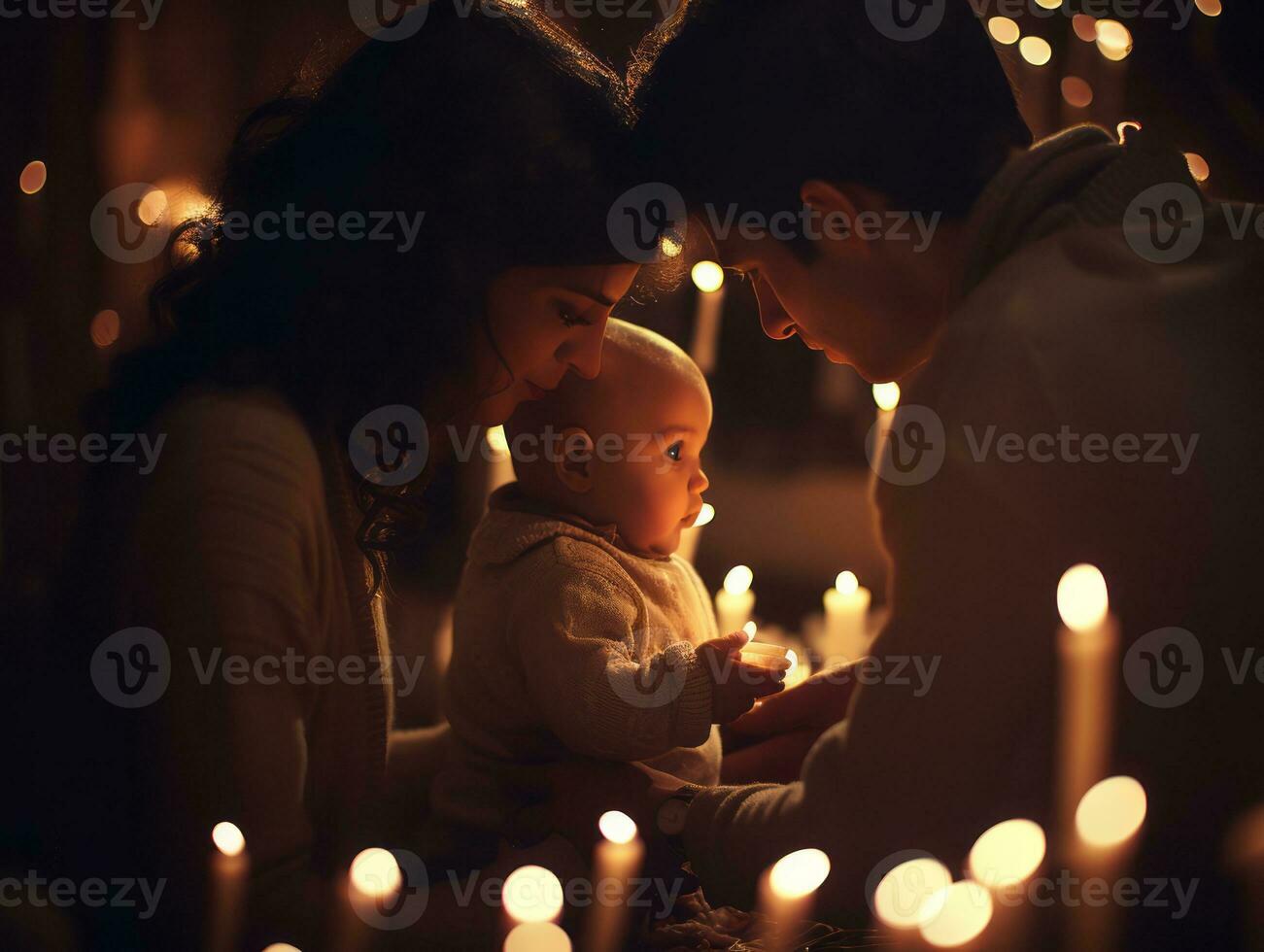 il famiglia gode festeggiare Natale vigilia insieme ai generativo foto