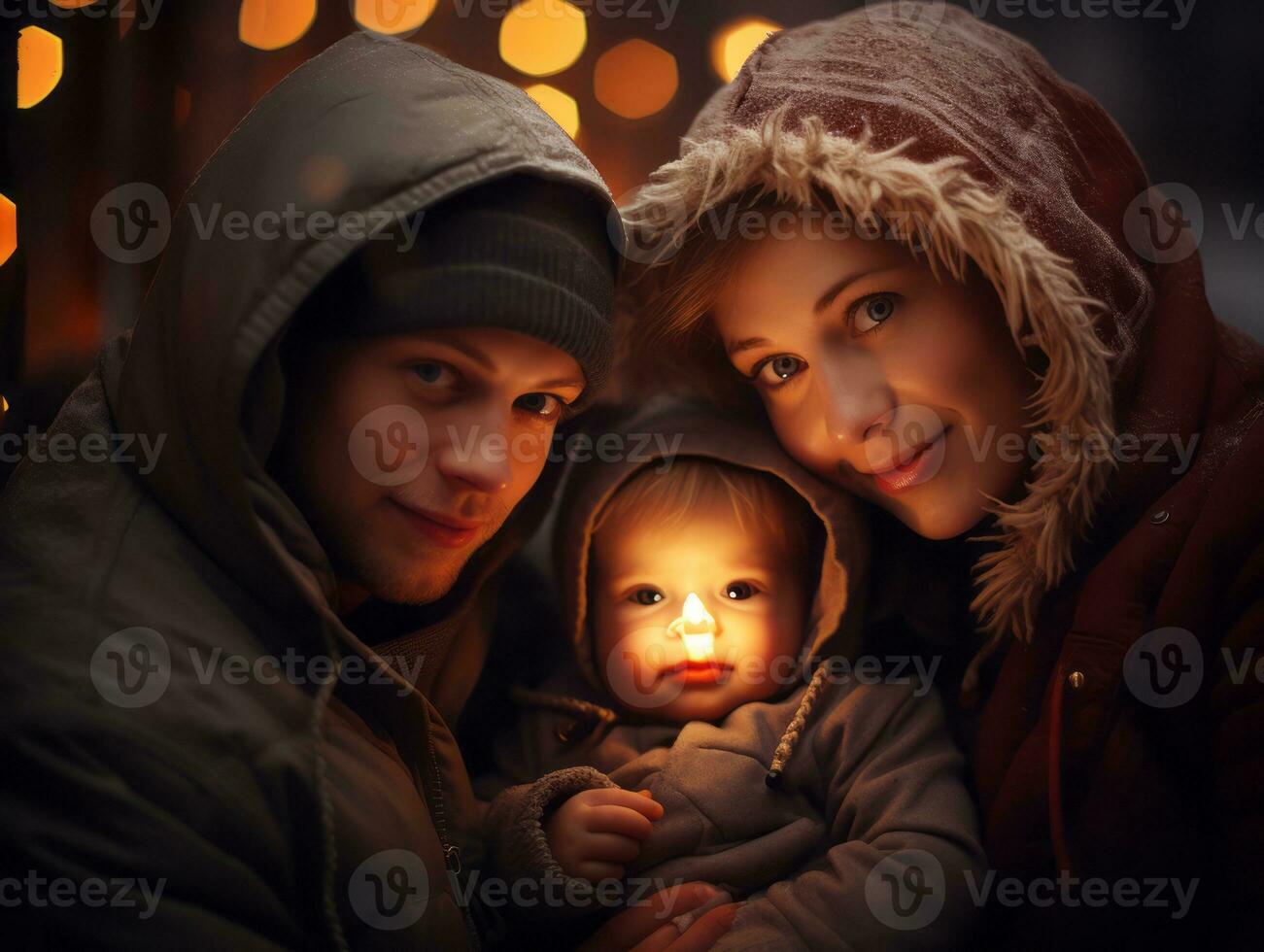 il famiglia gode festeggiare Natale vigilia insieme ai generativo foto