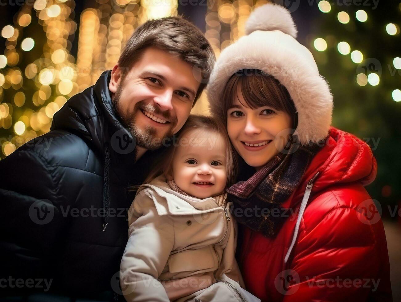 il famiglia gode festeggiare Natale vigilia insieme ai generativo foto