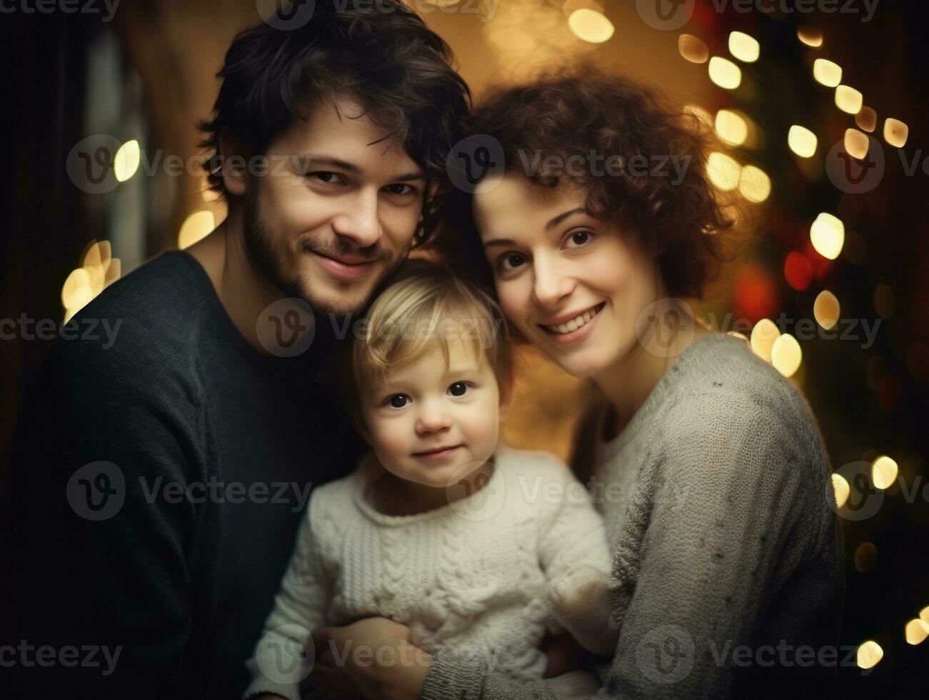 il famiglia gode festeggiare Natale vigilia insieme ai generativo foto