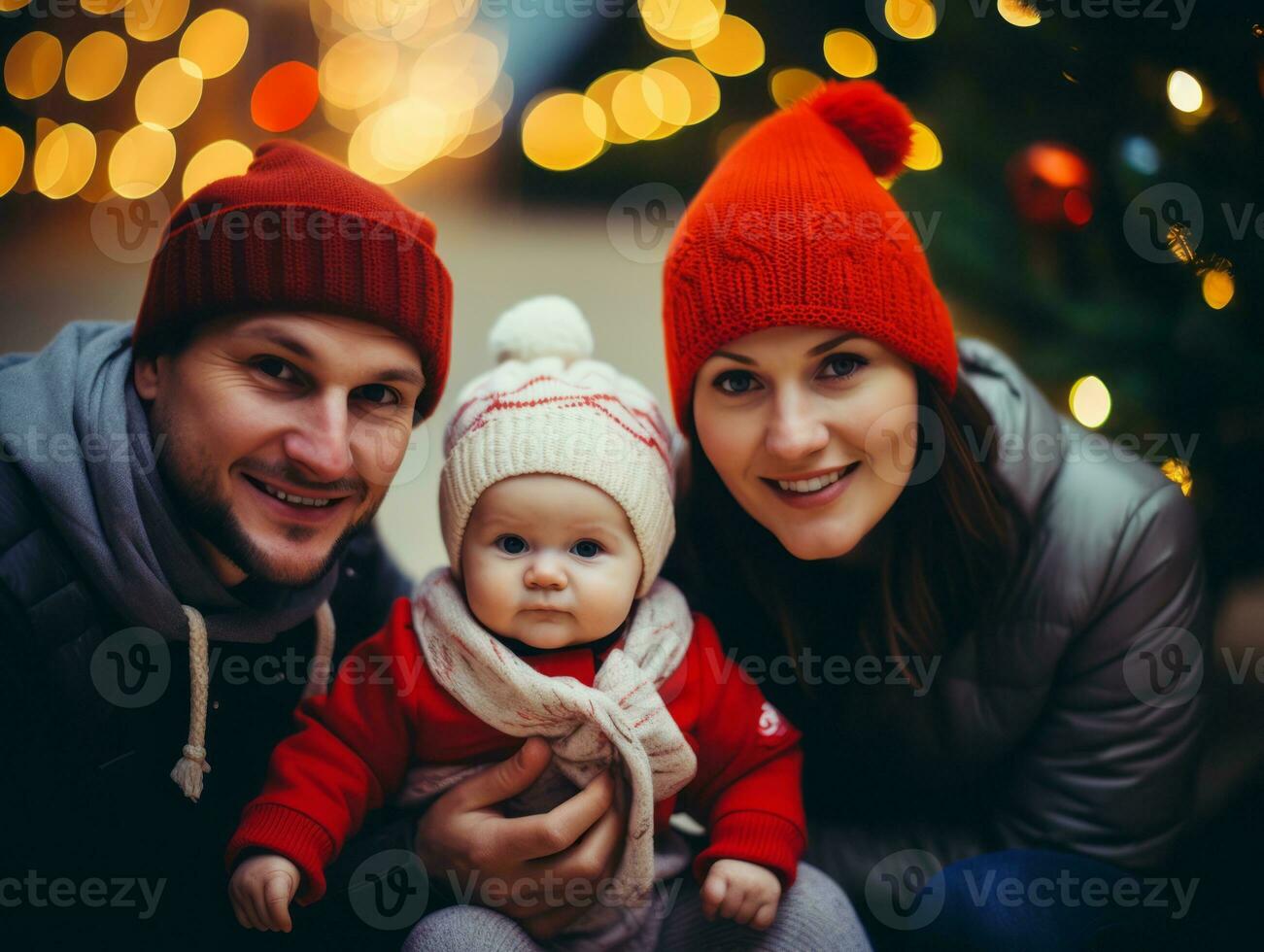 il famiglia gode festeggiare Natale vigilia insieme ai generativo foto