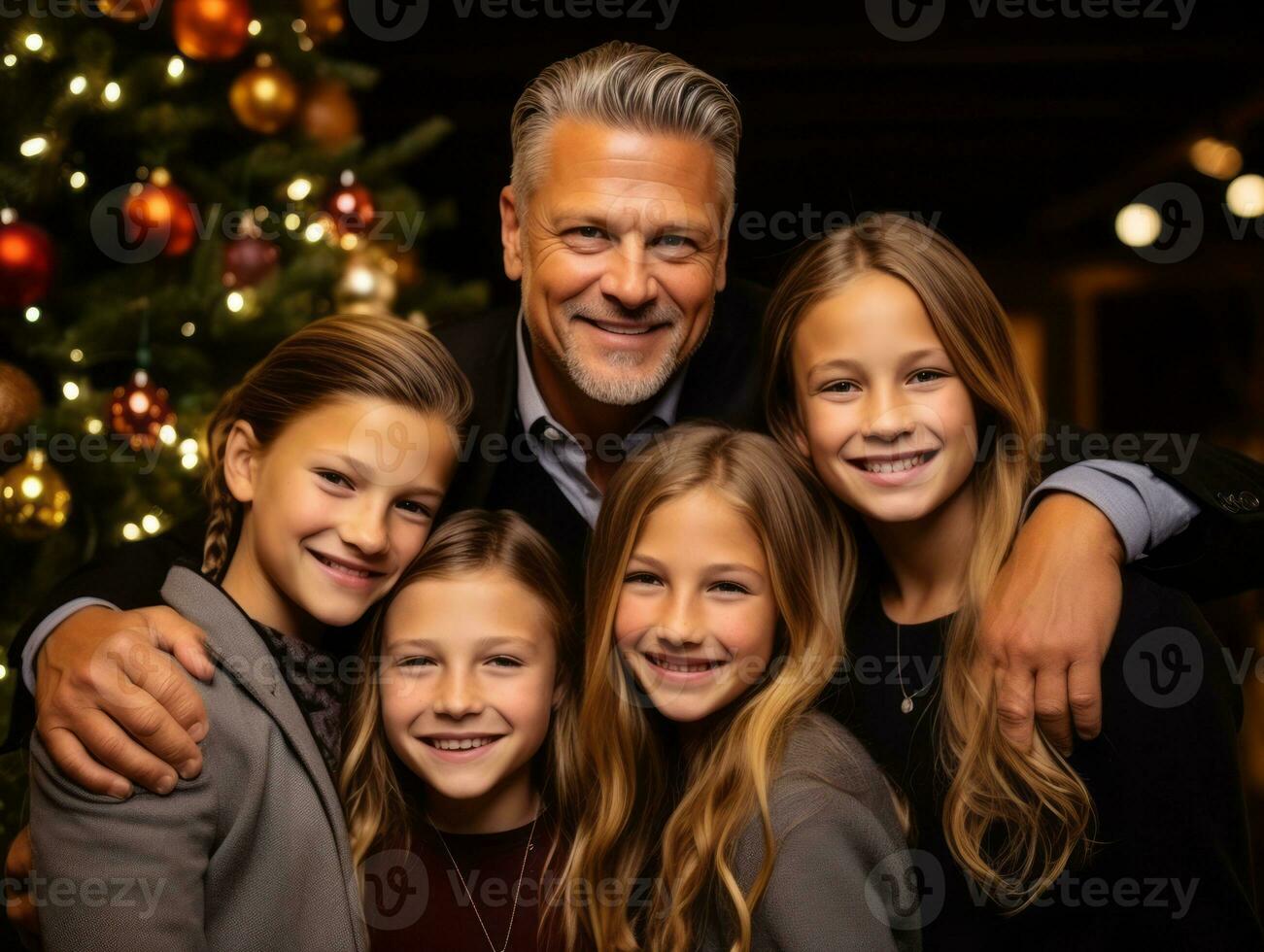 il famiglia gode festeggiare Natale vigilia insieme ai generativo foto