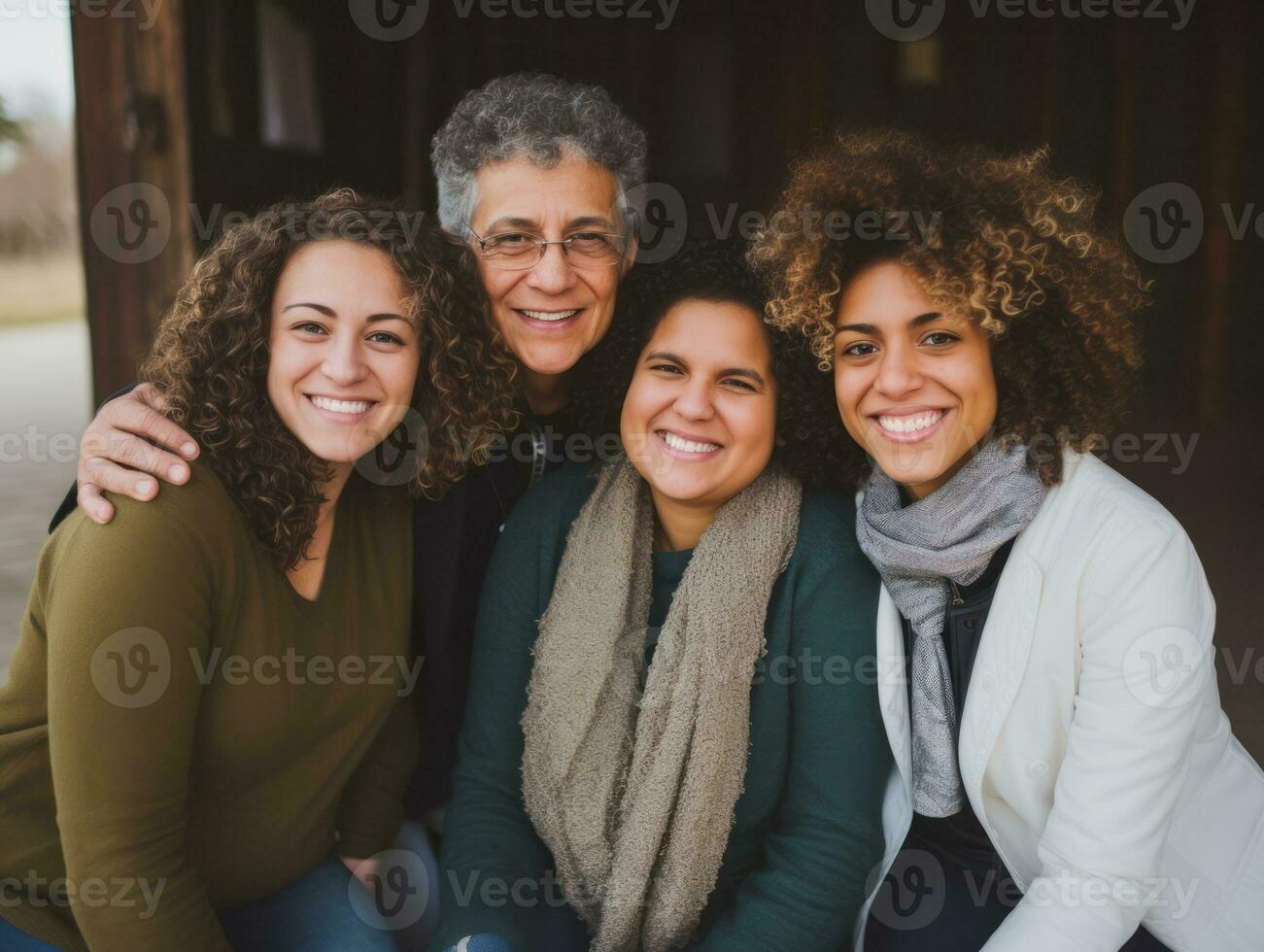 il interrazziale famiglia gode festeggiare Natale vigilia insieme ai generativo foto