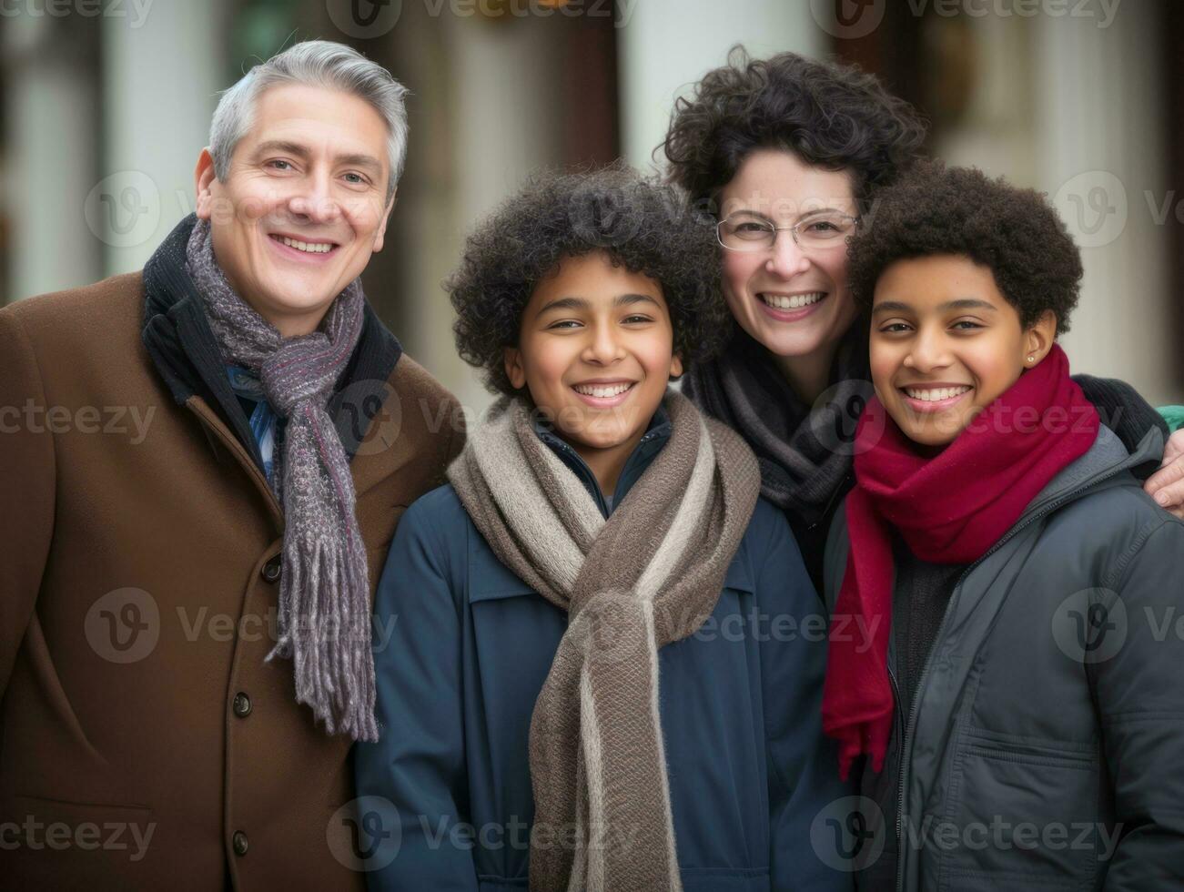 il interrazziale famiglia gode festeggiare Natale vigilia insieme ai generativo foto