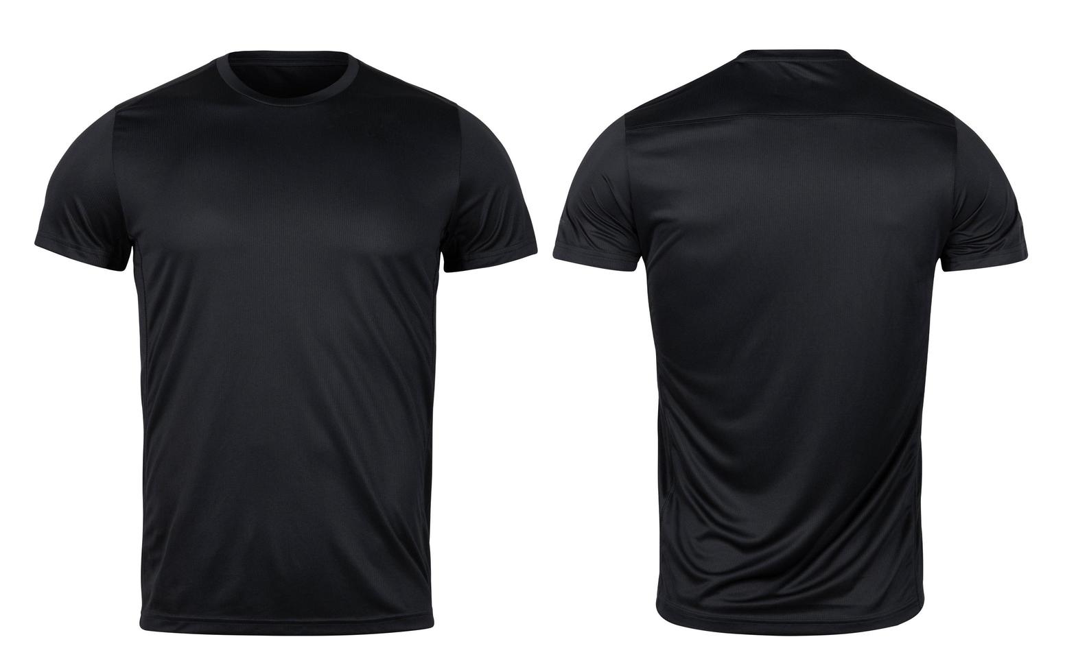 t-shirt sportiva nera isolata su sfondo bianco con tracciato di ritaglio foto