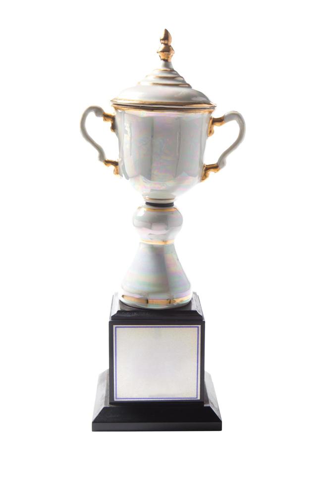 premio trofeo su sfondo bianco foto