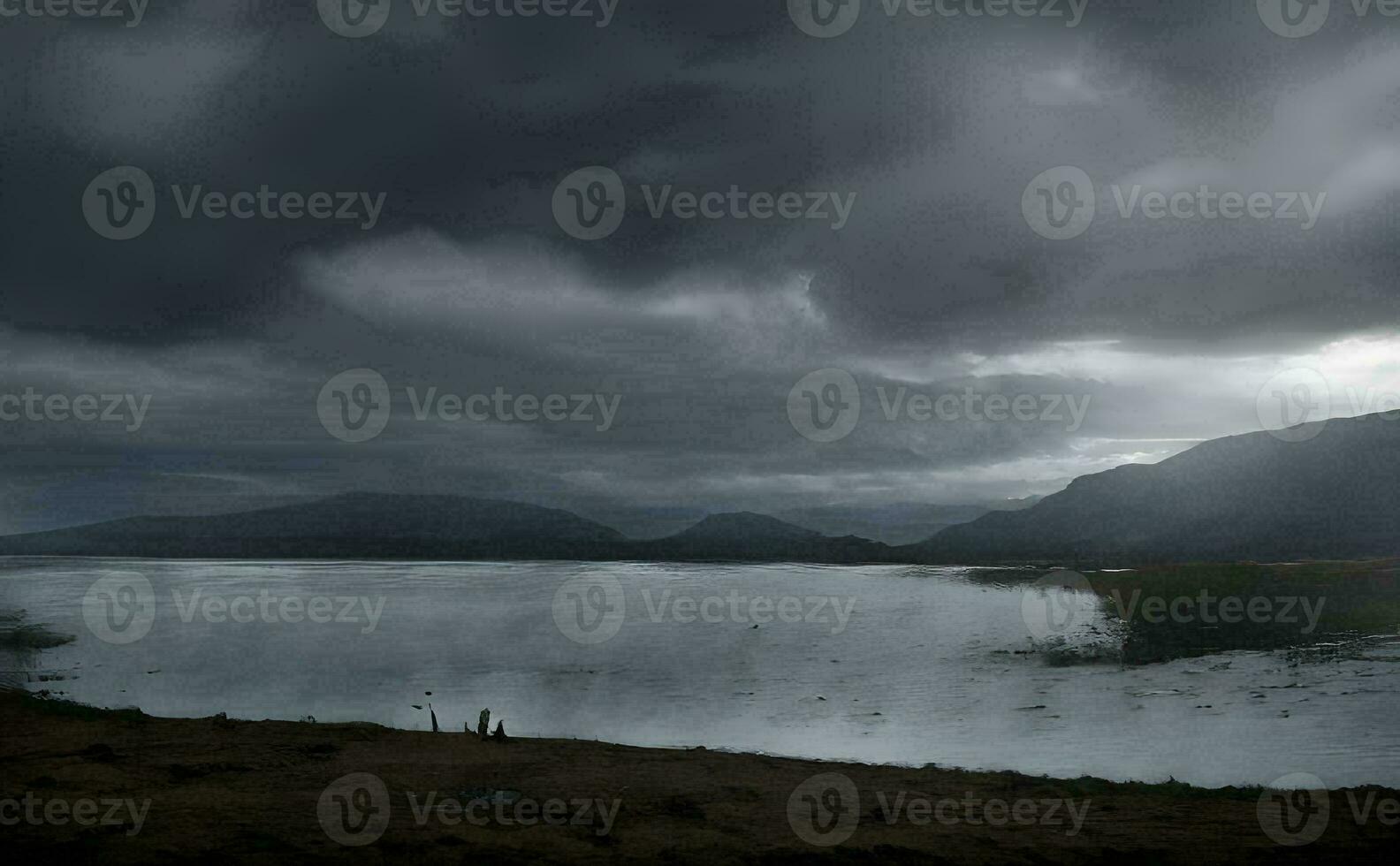 nuvole al di sopra di lago, ai generativo foto