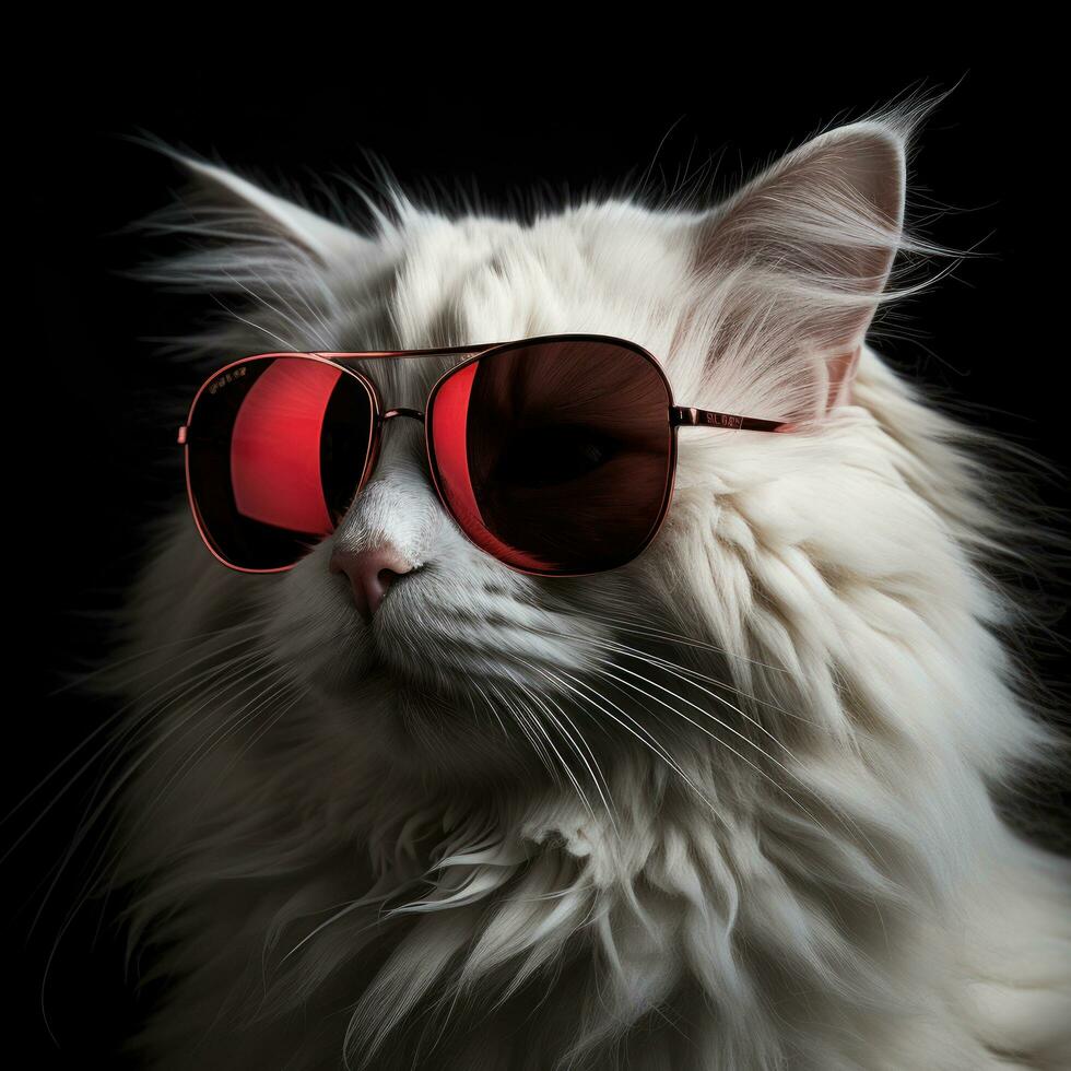 freddo gatto nel occhiali da sole su vivido sfondo foto