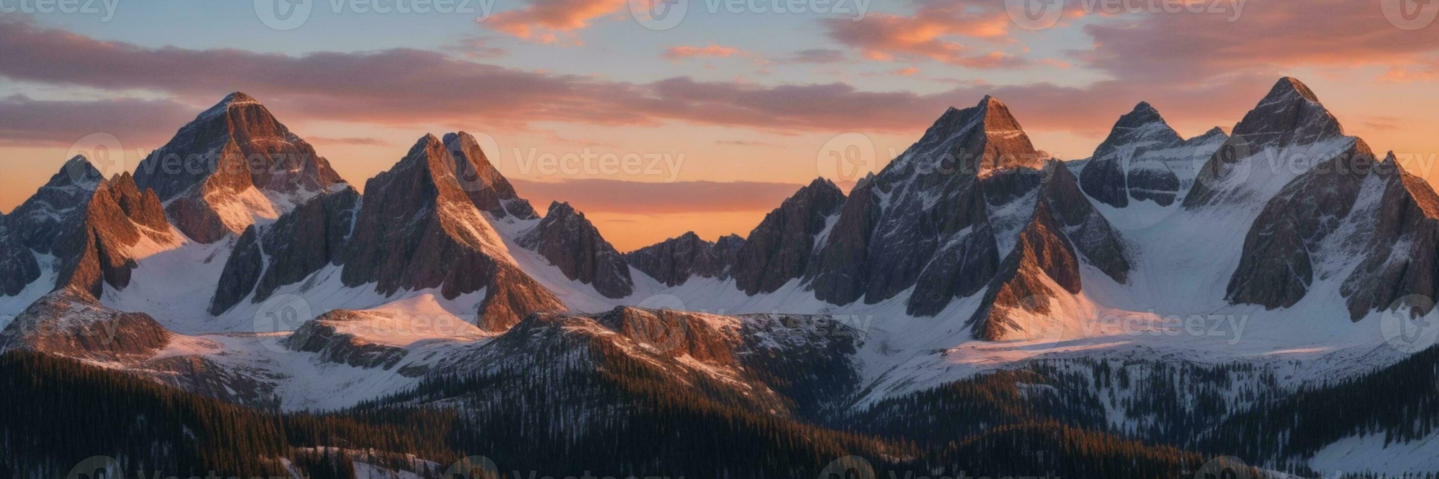 montagna paesaggio a tramonto. ai generato foto