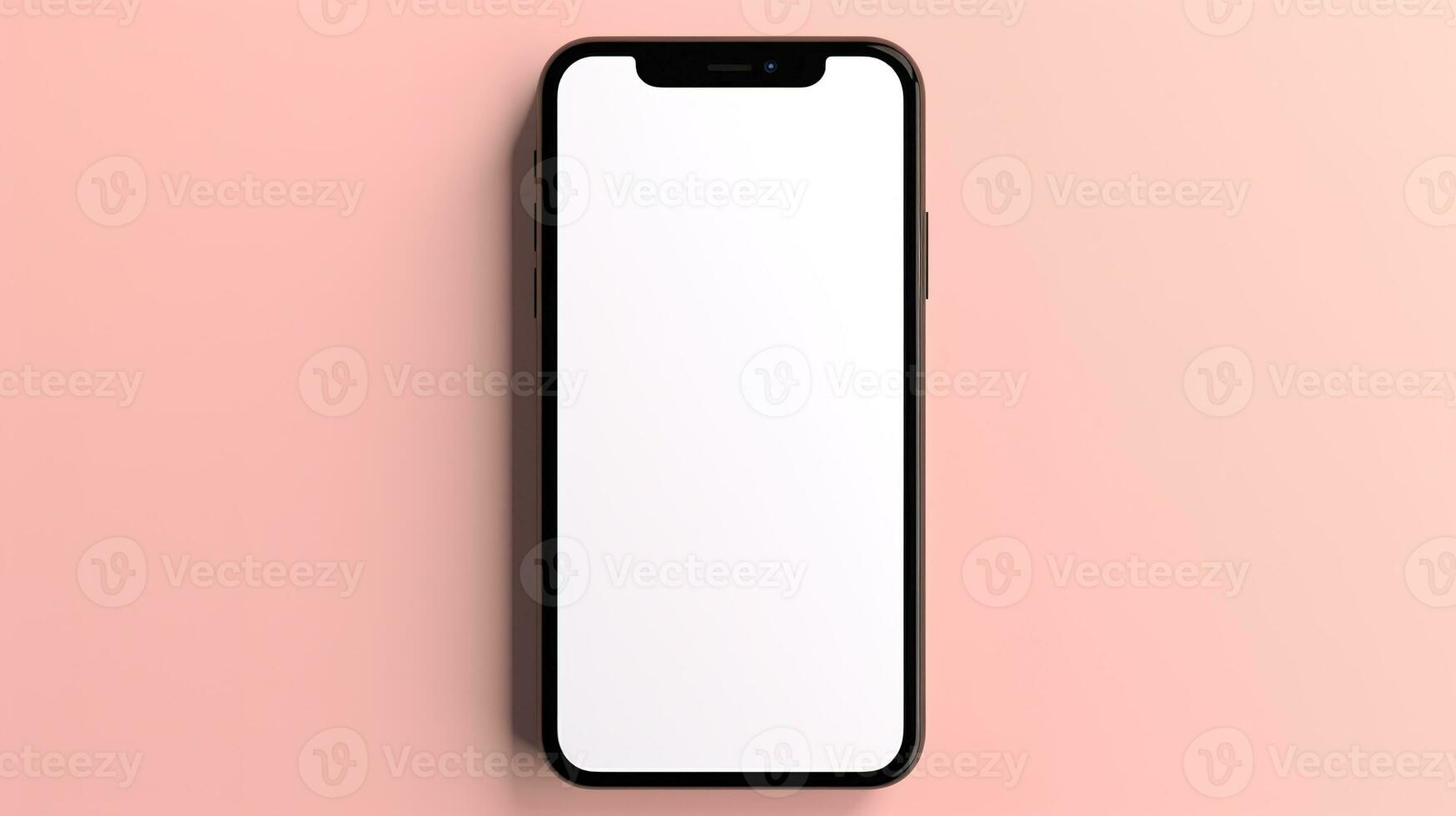 ai generativo un' vuoto bianca smartphone su un' rosa sfondo foto