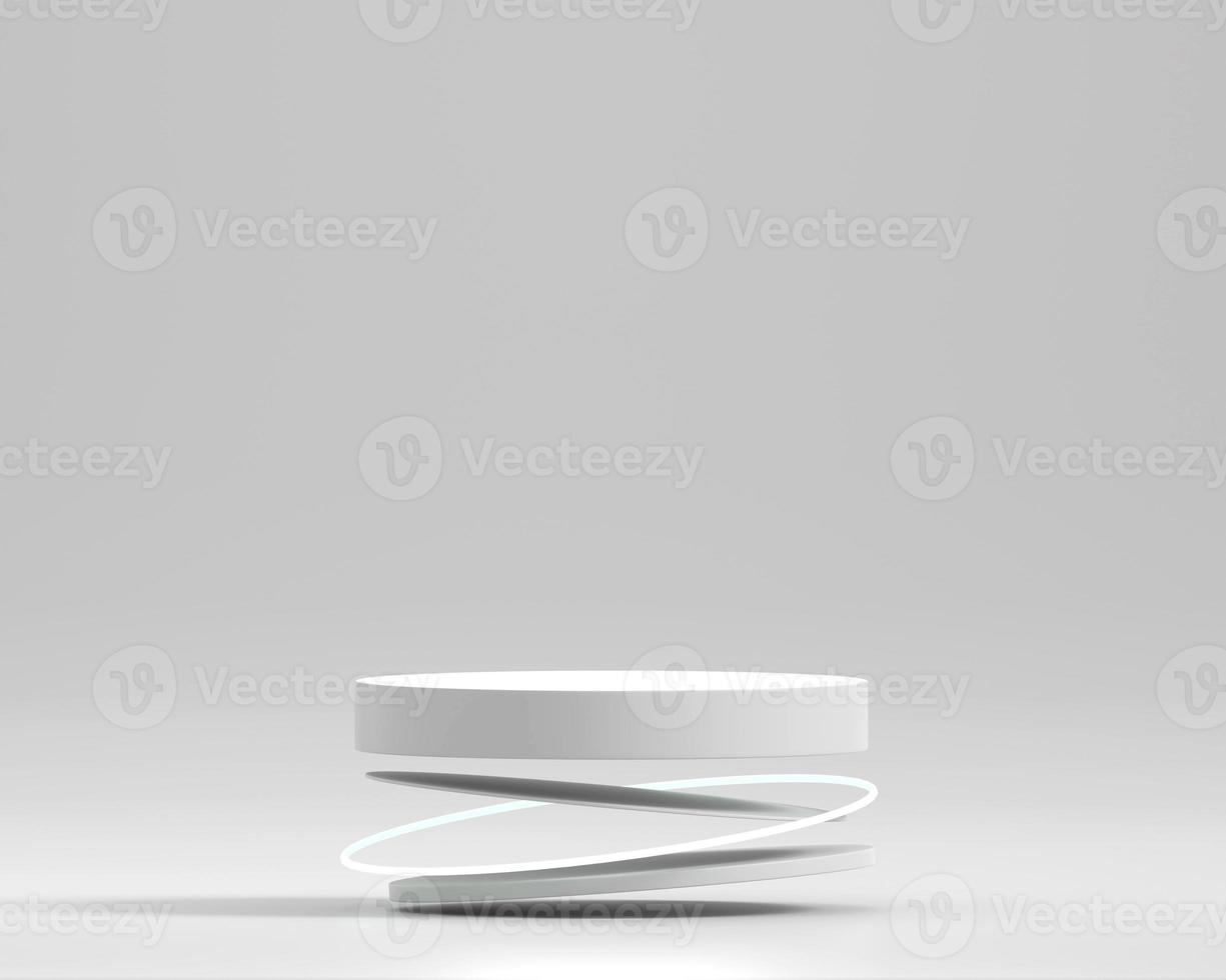 piattaforma bianca astratta del podio per il rendering 3d della vetrina dell'esposizione del prodotto foto