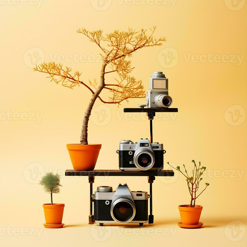 mondo telecamera fotografia minimo freddo concetto servizio fotografico estate vuoto modello foto