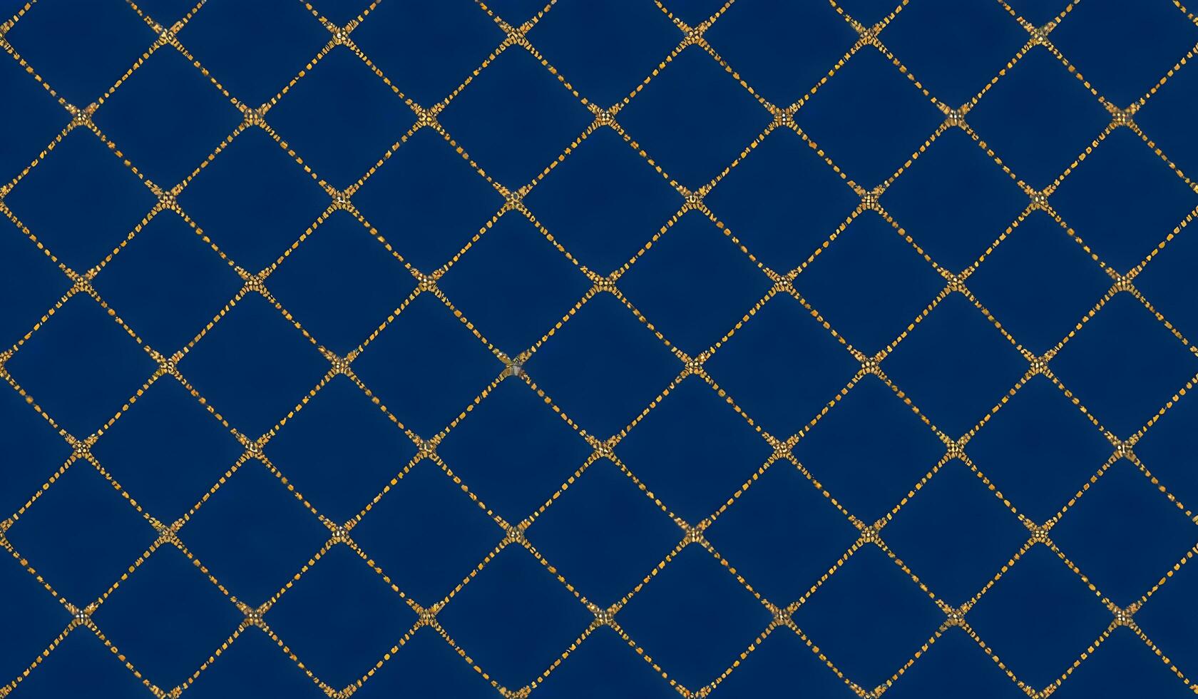 argyle senza soluzione di continuità buio geometrico modello. Marina Militare blu con magro d'oro tratteggiata linea. ai generativo foto