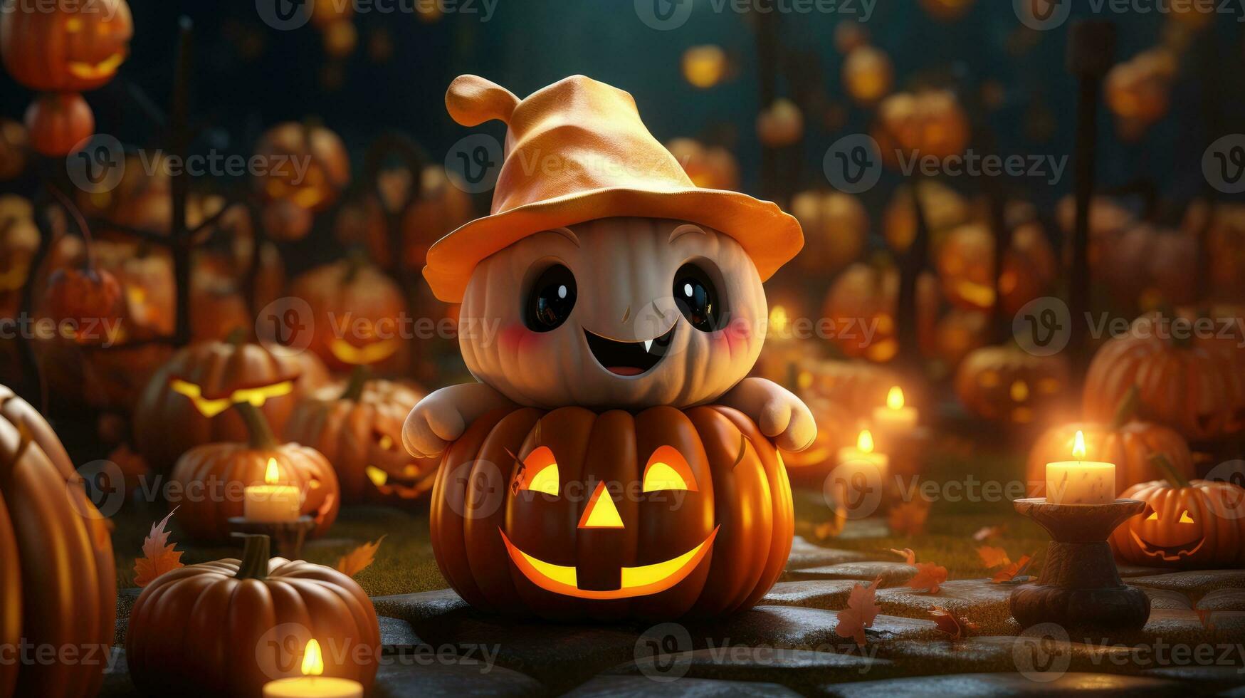 carino Halloween 3d personaggio sfondo foto illustrazione