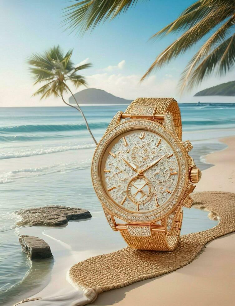 ai generato. ai generativo - bali costiero eleganza - lusso orologi Abbracciare una persona della natura bellezza foto