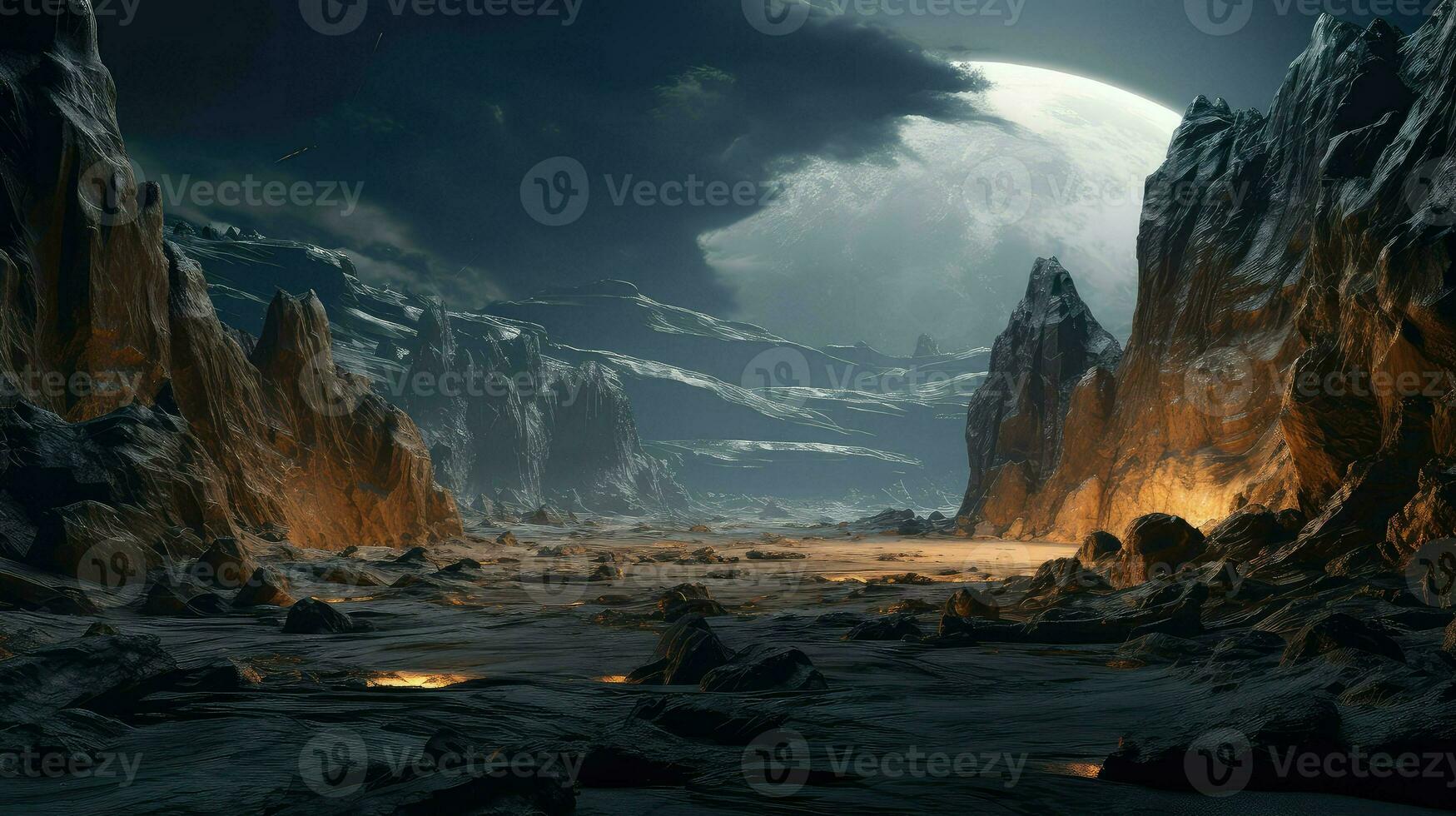 deserto Luna aspro canyon ai generato foto