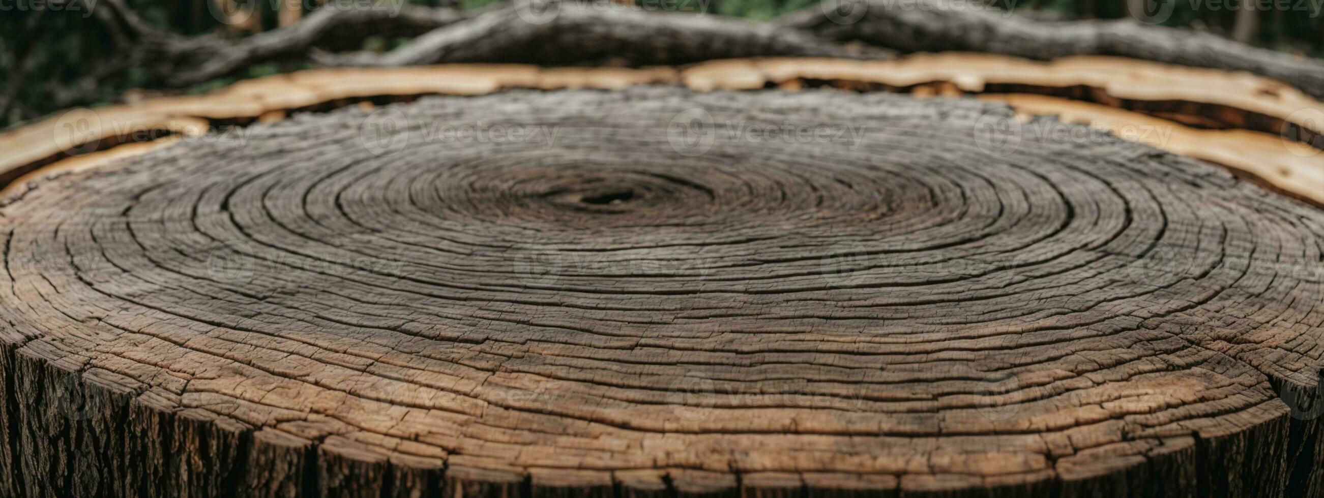 caldo grigio tagliare legna struttura. dettagliato nero e bianca struttura di un' abbattuto albero tronco o ceppo. ruvido biologico albero anelli con vicino su di fine grano.. ai generato foto