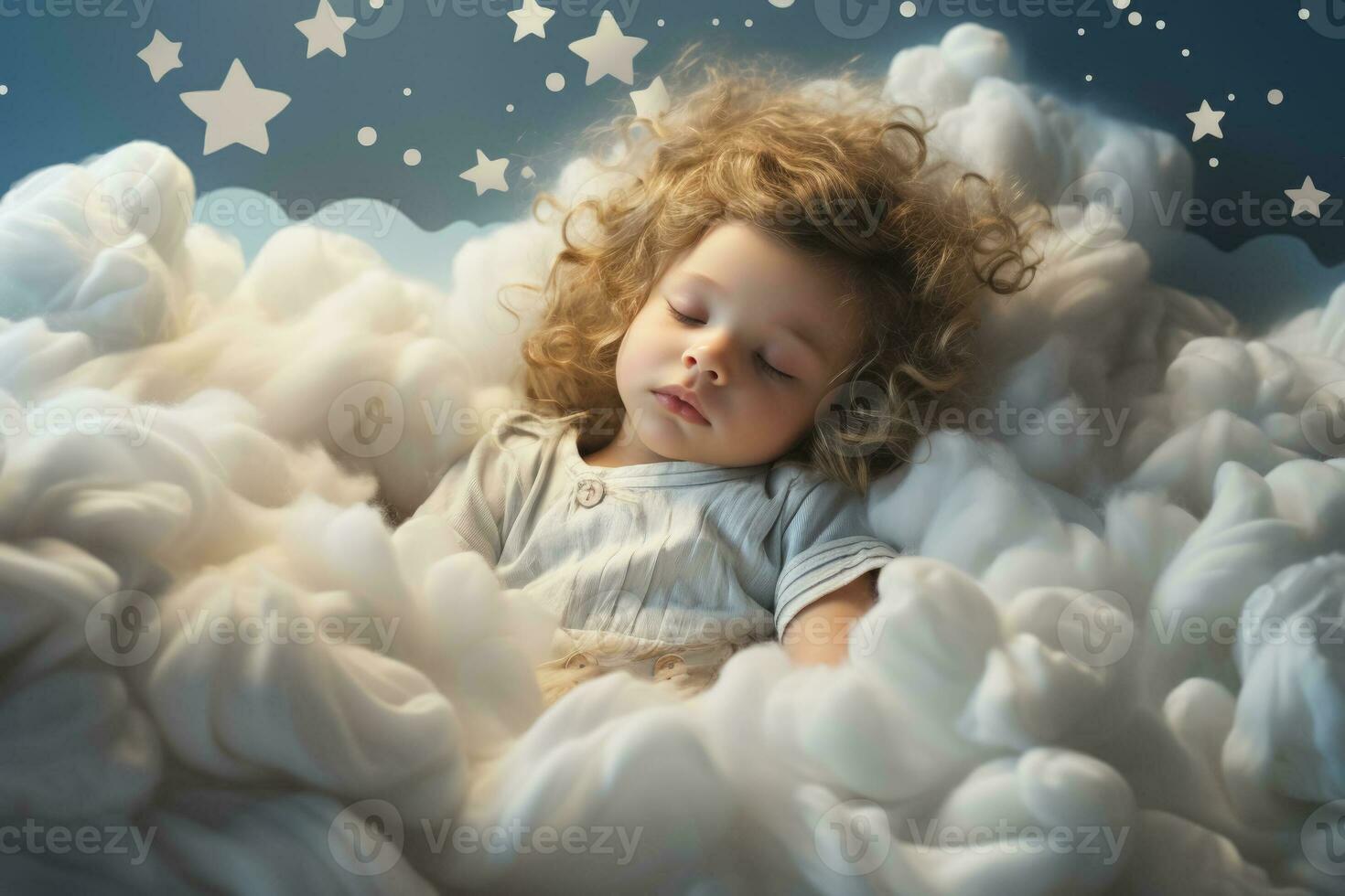 bambini napping su nuvole avvolto nel Magia e capriccioso paesaggi onirici foto