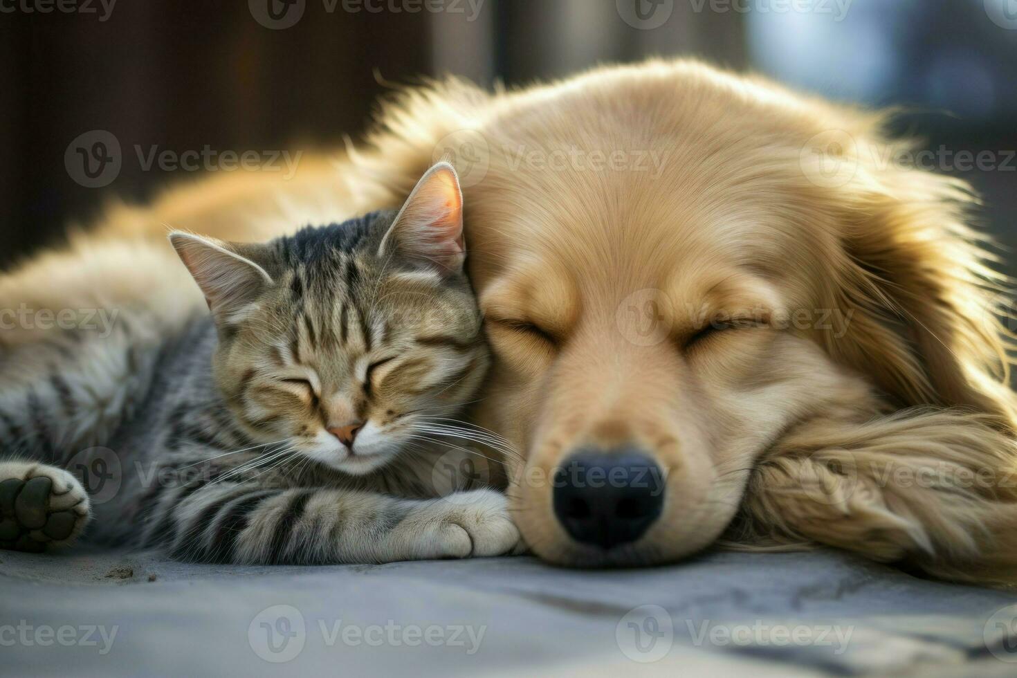 generativo ai illustrazione di un' cane e gatto sotto un' colorato coperta  22451024 Stock Photo su Vecteezy