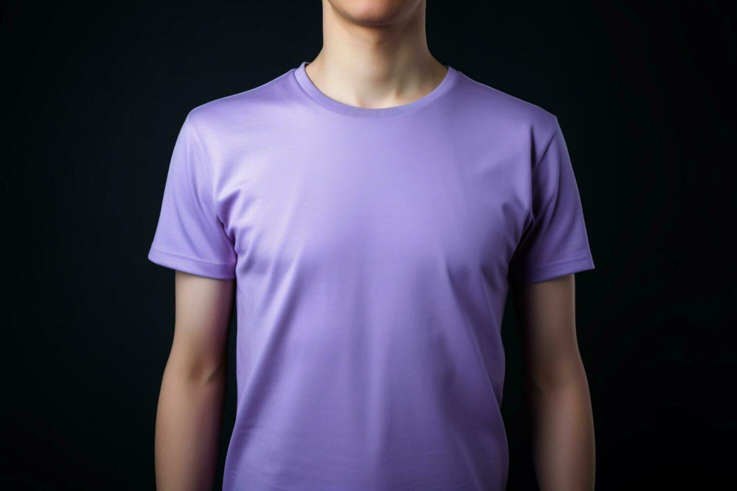 generativo ai. viola maglietta modello su maschio modello foto