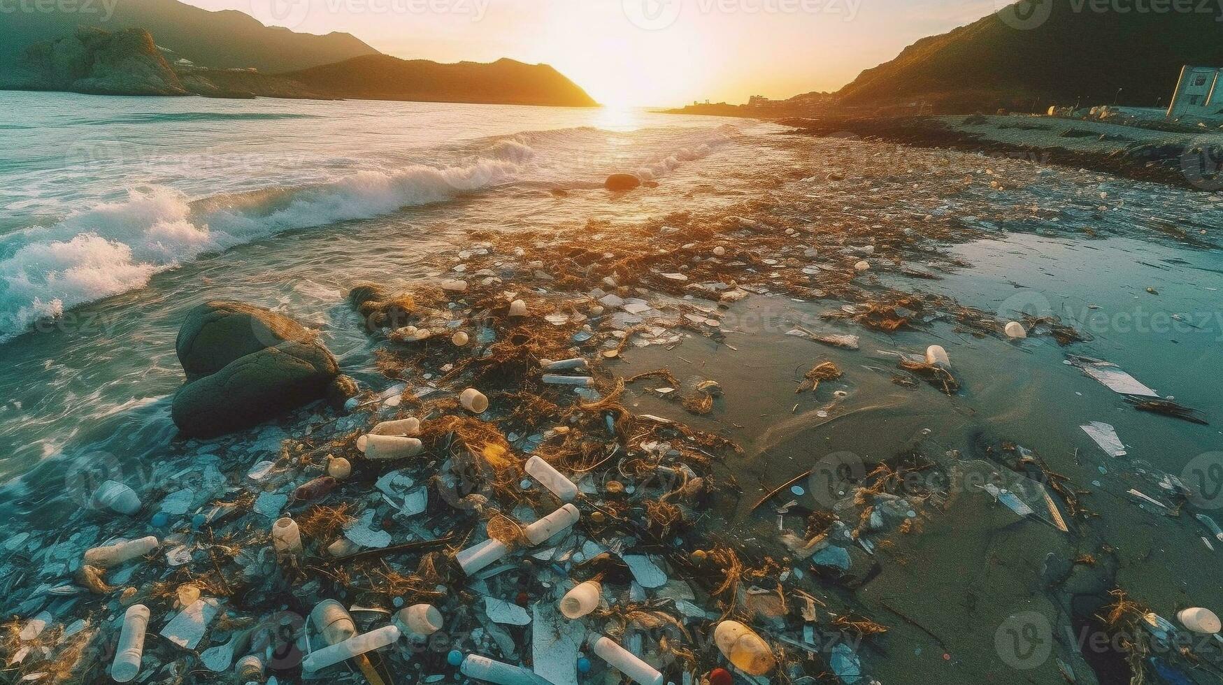 generativo ai, documentare il devastante urto di monouso plastica su marino vita foto