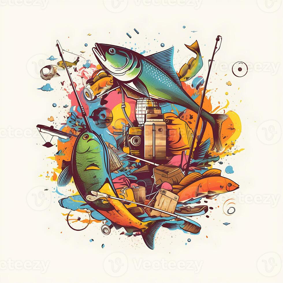 colorato pesca illustrazione sfondo foto