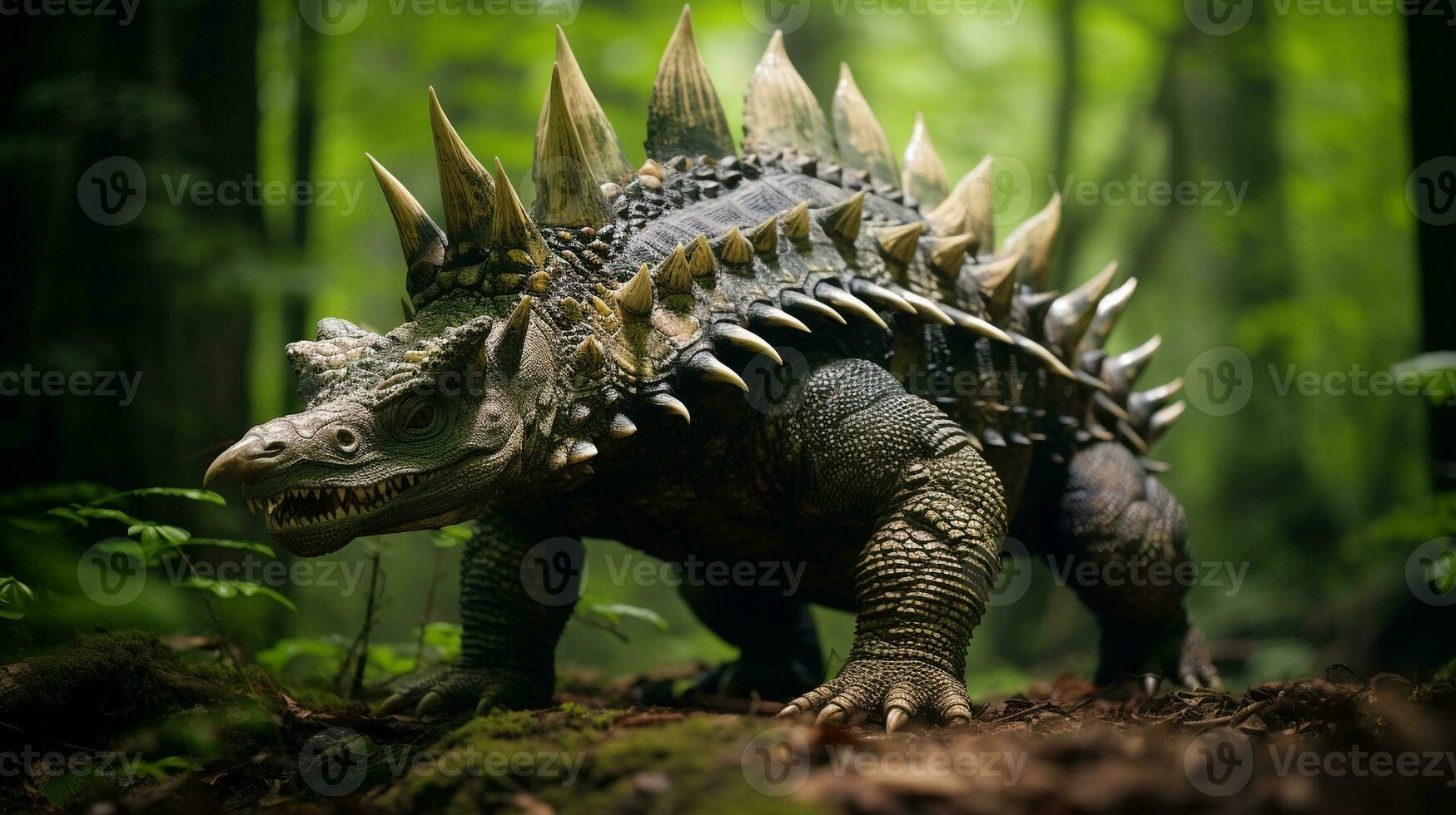 foto di stegosauro rex nel il giungla. generativo ai