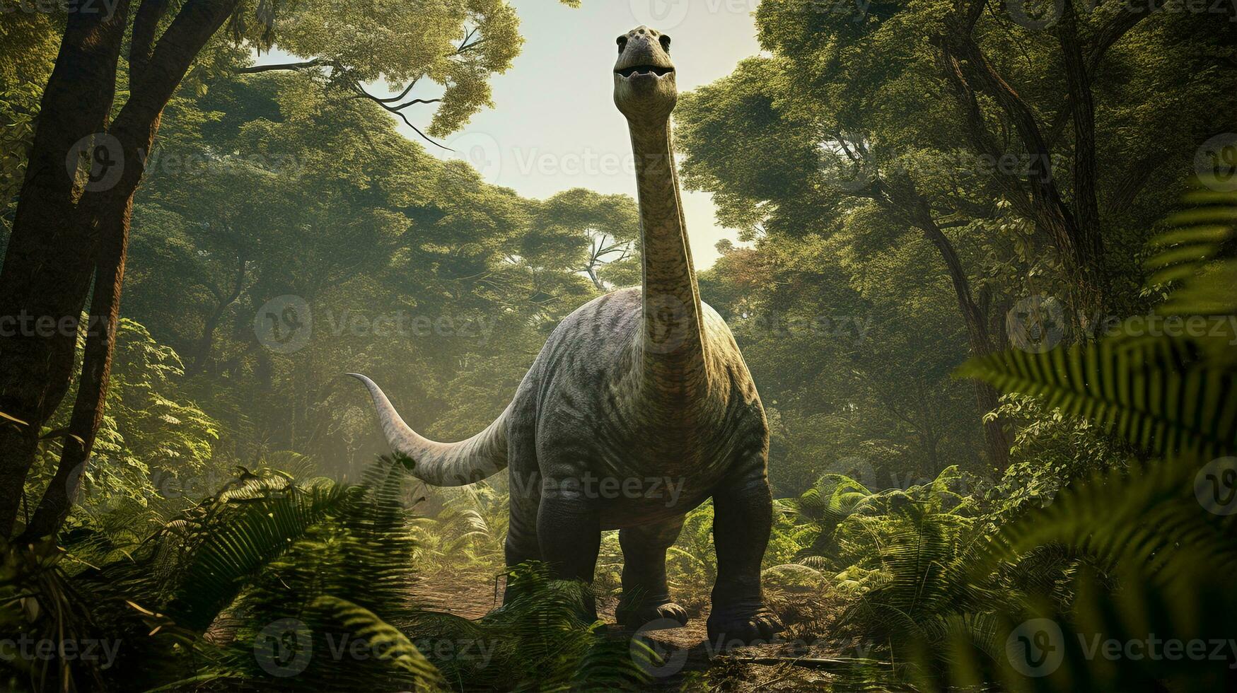 foto di brontosauro rex nel il giungla. generativo ai