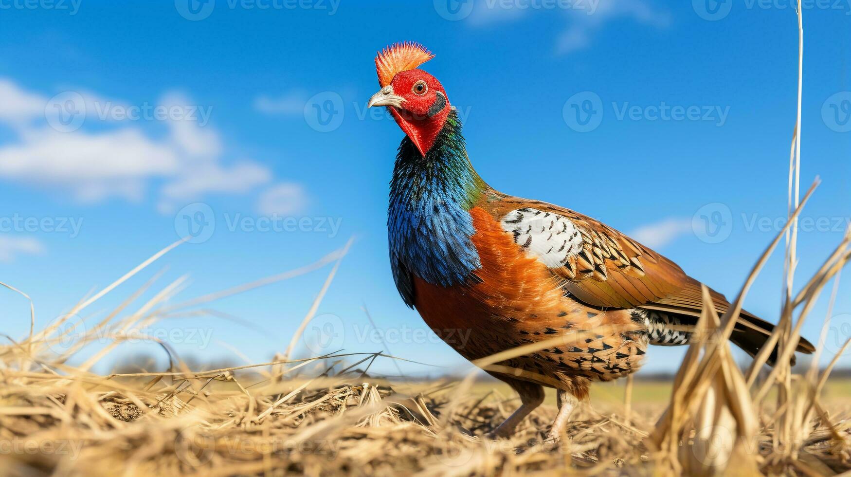 foto di un' fagiano nel il terreno agricolo. generativo ai