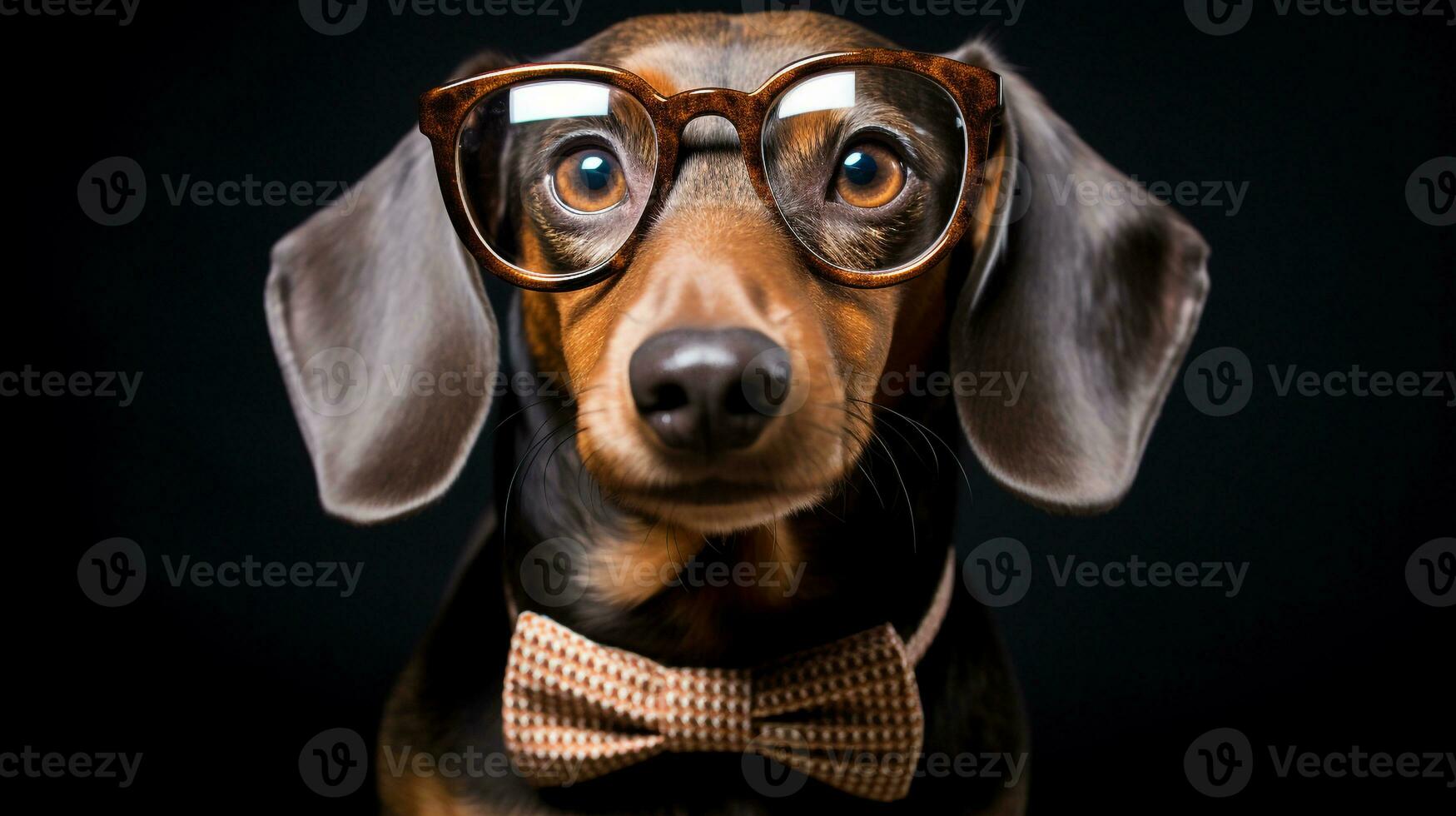 foto di un' bassotto cane utilizzando occhiali isolato su bianca sfondo. generativo ai