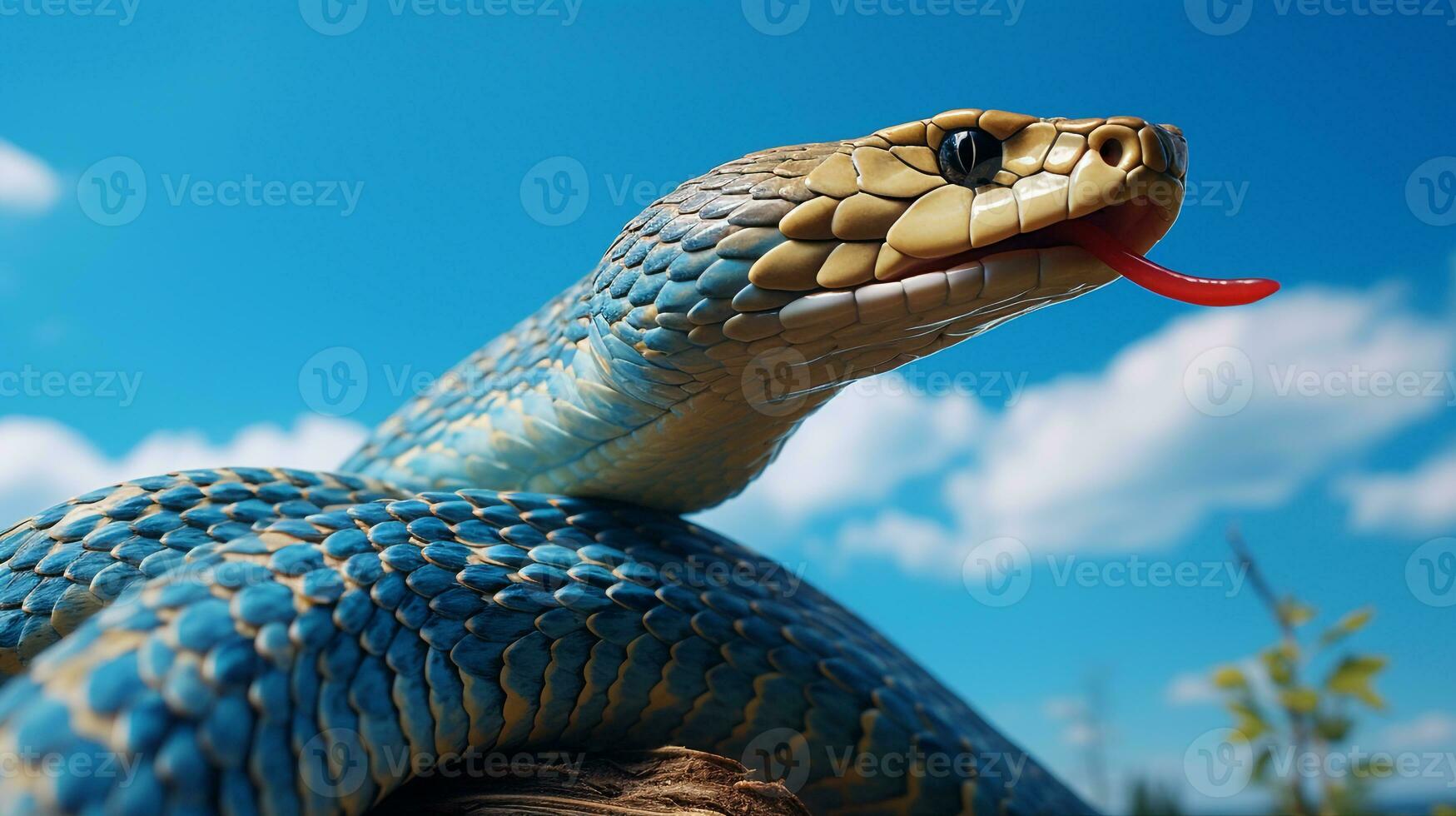 foto di un' cobra sotto blu cielo. generativo ai