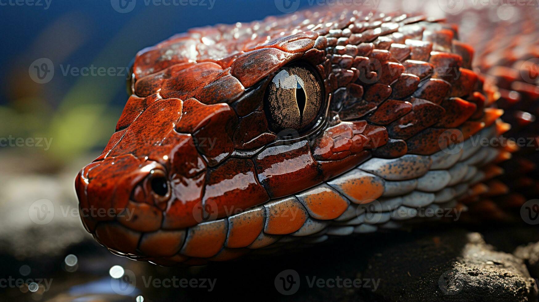 avvicinamento foto di un' serpente guardare qualunque direzione. generativo ai